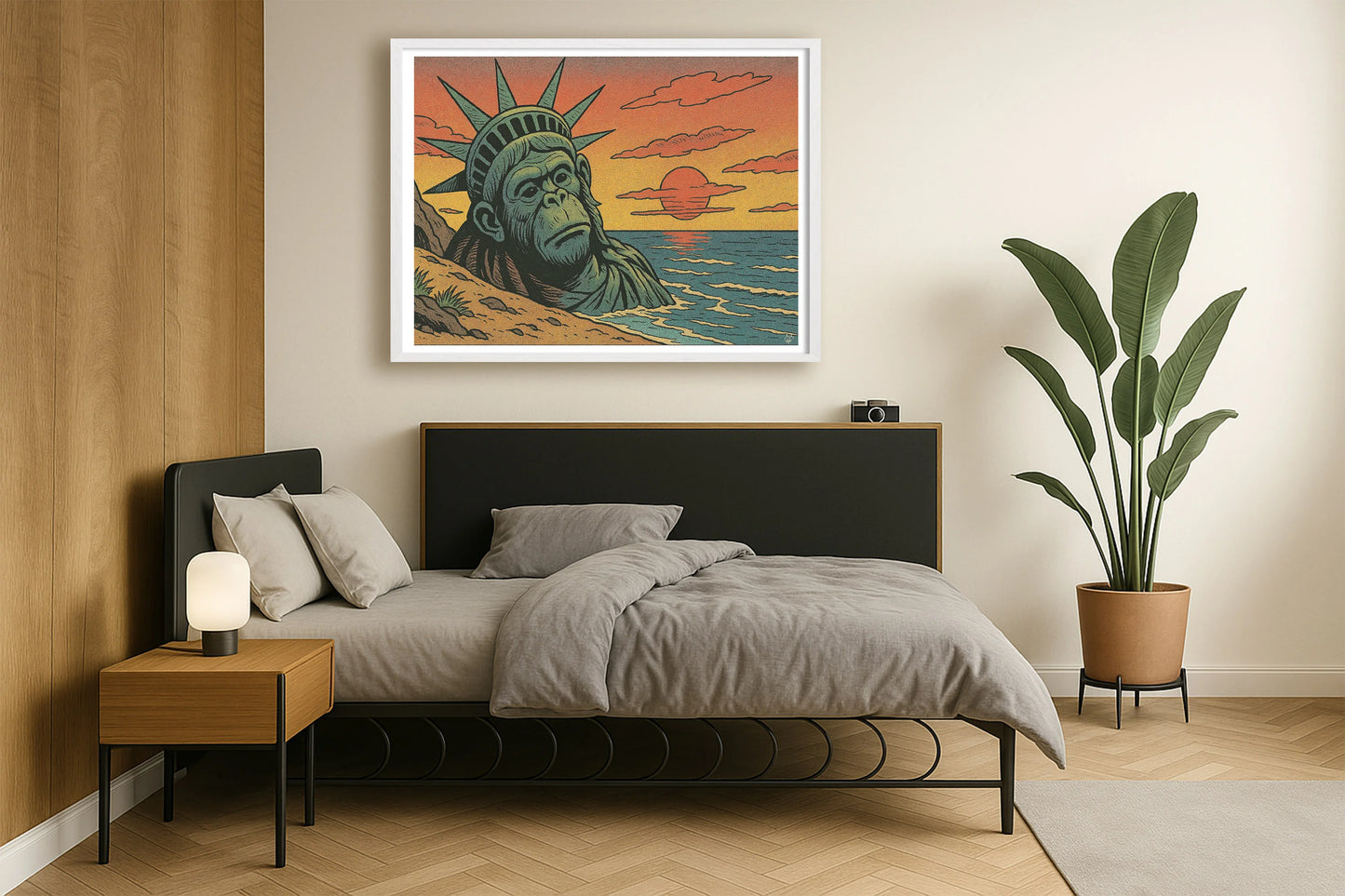 Planet Of The Humans NeutralBedroomSide WhiteFrame mockup