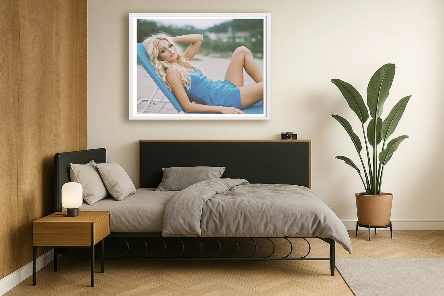Santa Barbara 73 NeutralBedroomSide WhiteFrame mockup