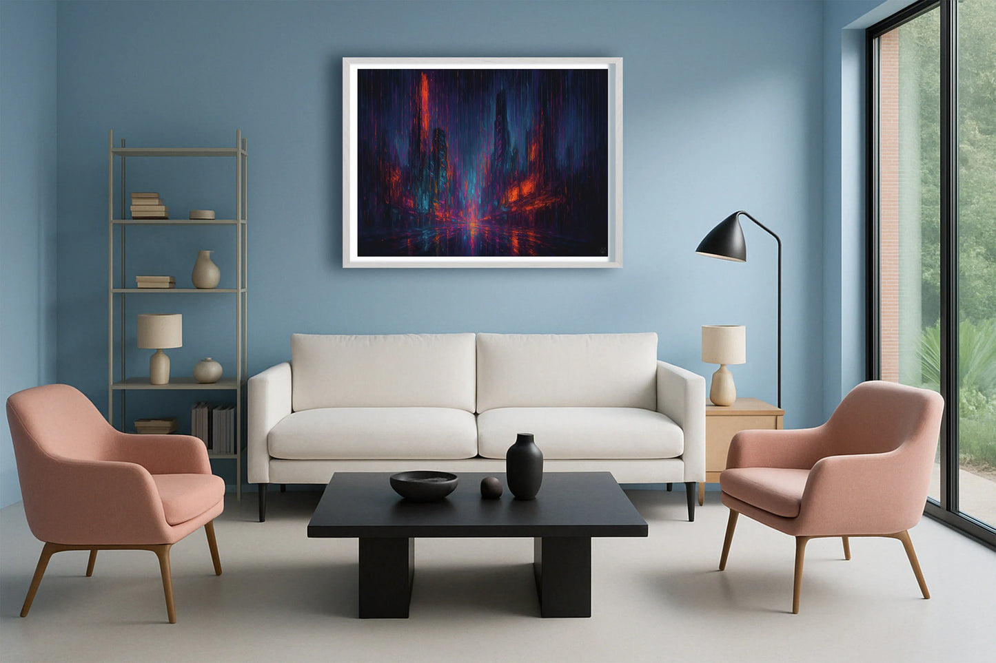 The Lights Stayed On After Everyone Left PastelBlueLounge WhiteFrame mockup