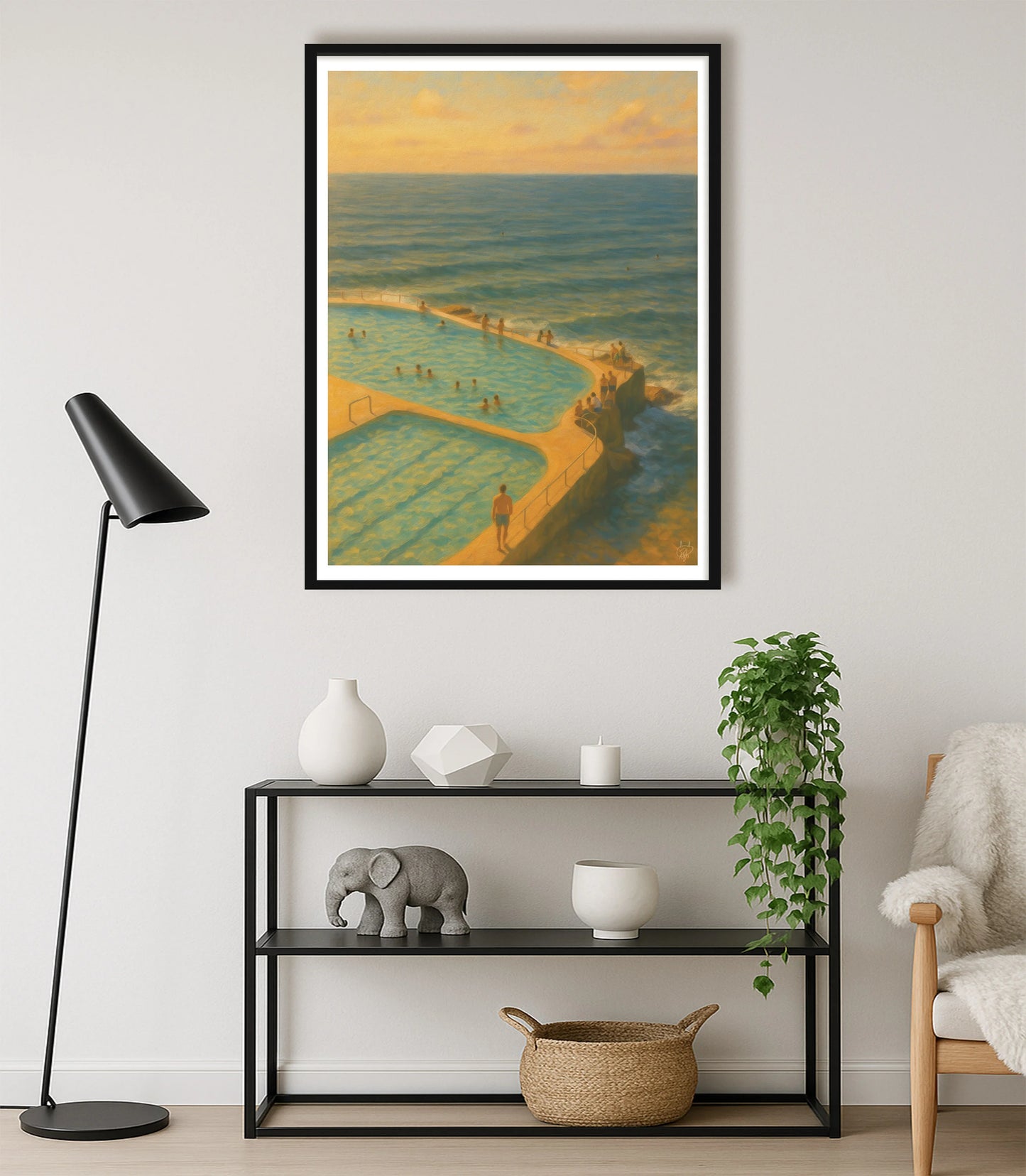 Lido At Sunset WhiteLounge BlackFrame mockup