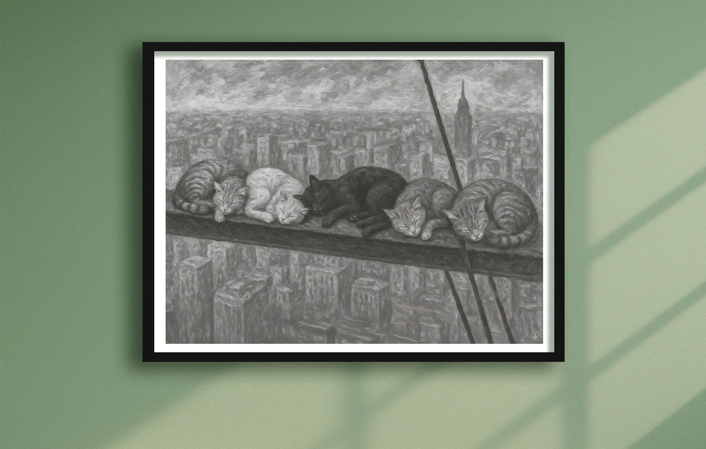 Nap Atop A Skyscraper Green closeup BlackFrame mockup