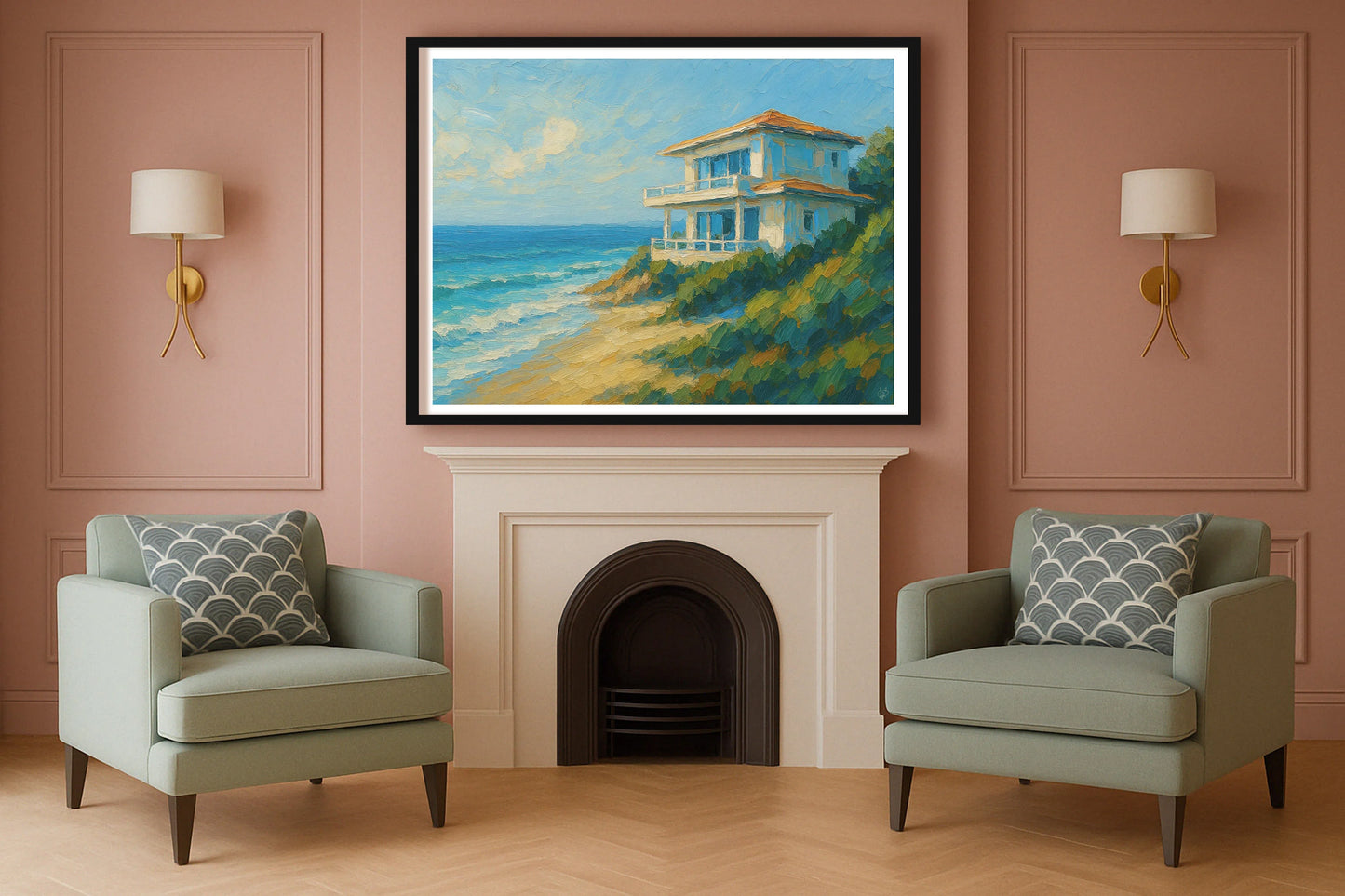 Where The Wealth Rests SulkingPinkSittingRoom BlackFrame mockup