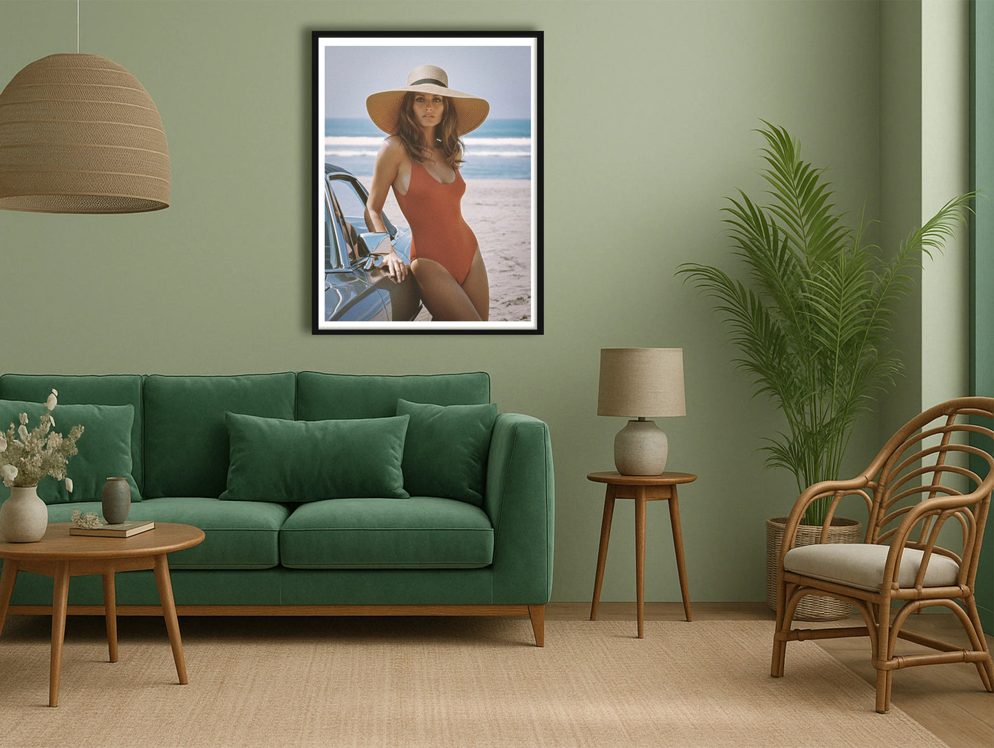 Beach Getaway GreenSofaLounge BlackFrame mockup