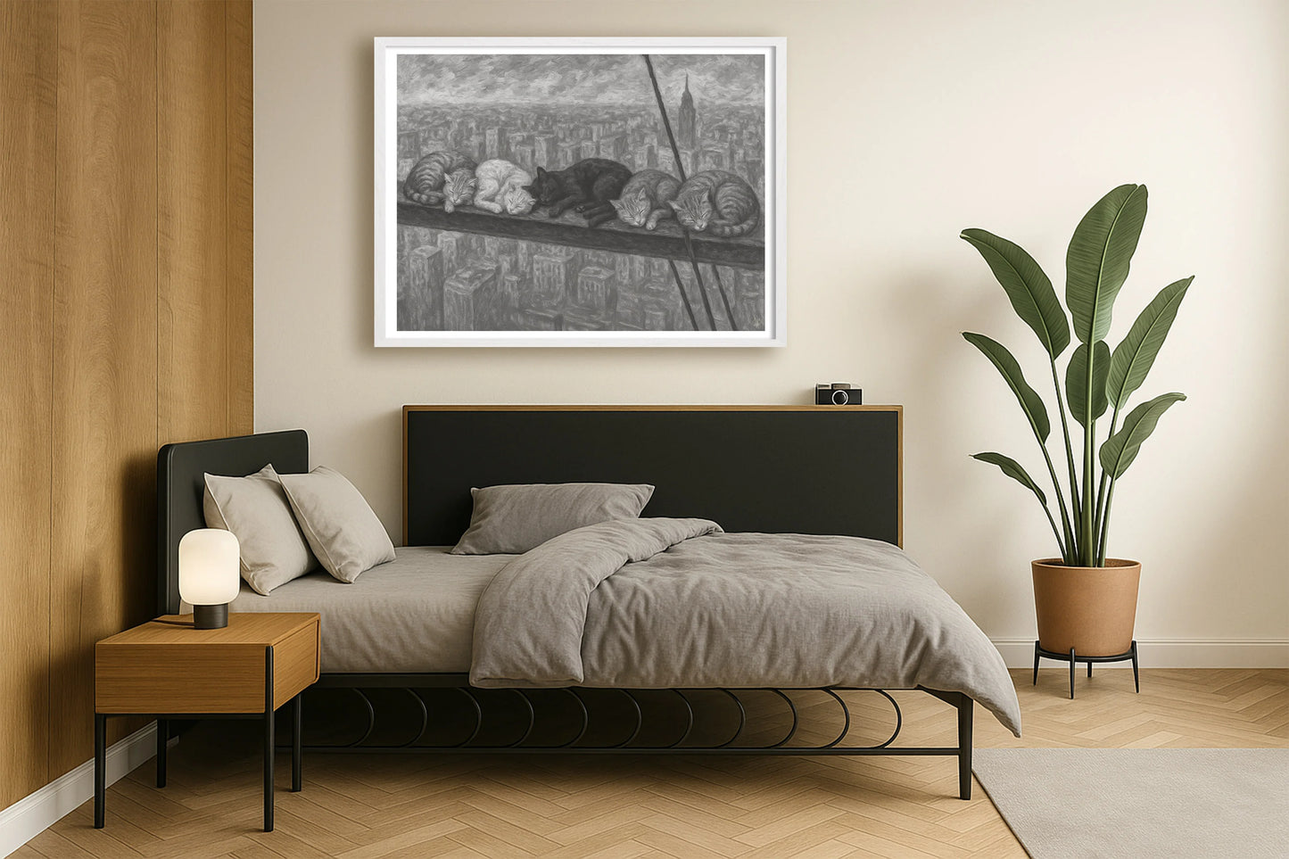 Nap Atop A Skyscraper NeutralBedroomSide WhiteFrame mockup