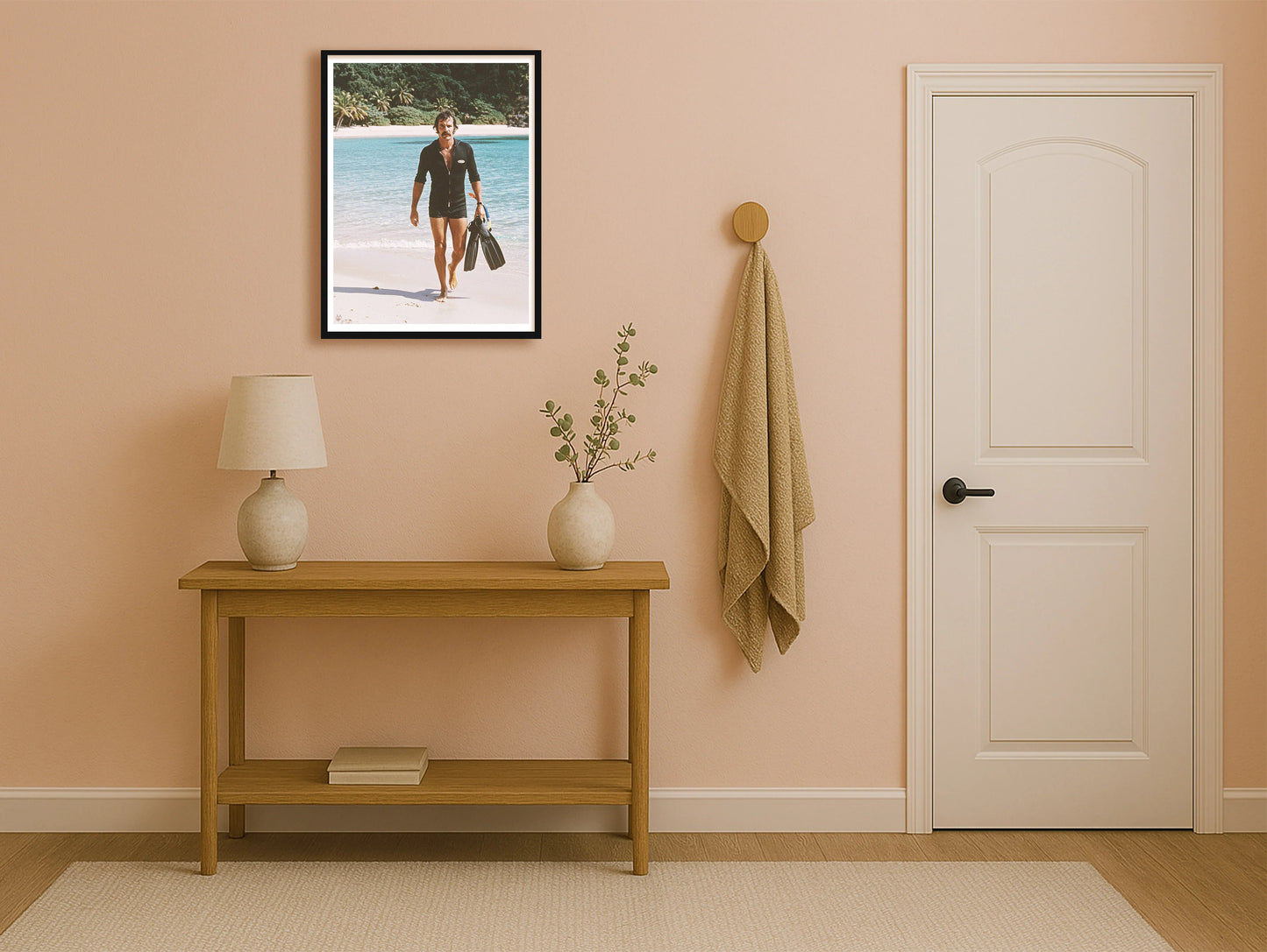 Tropical Emergence PeachHallway BlackFrame mockup