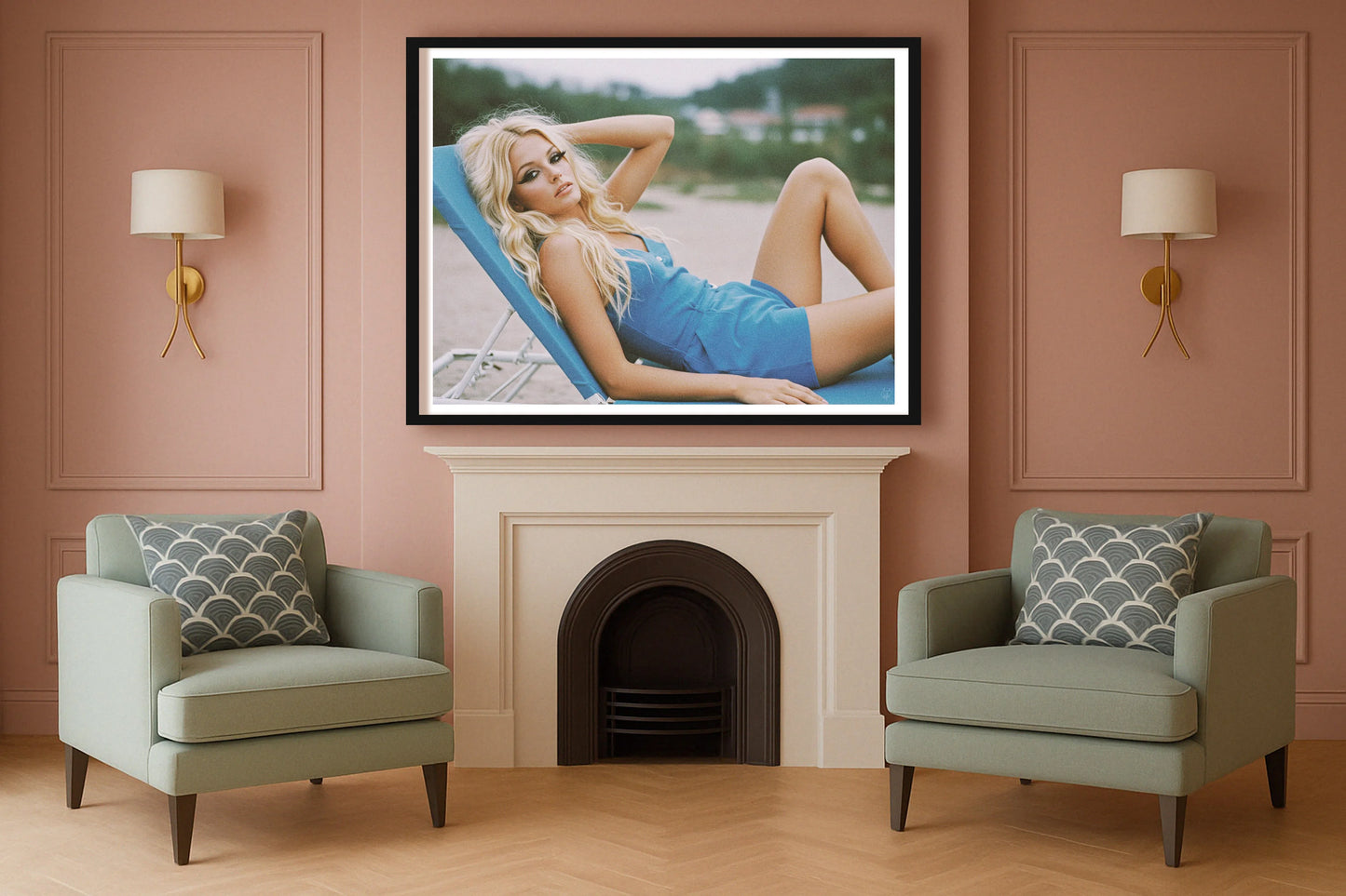 Santa Barbara 73 SulkingPinkSittingRoom BlackFrame mockup