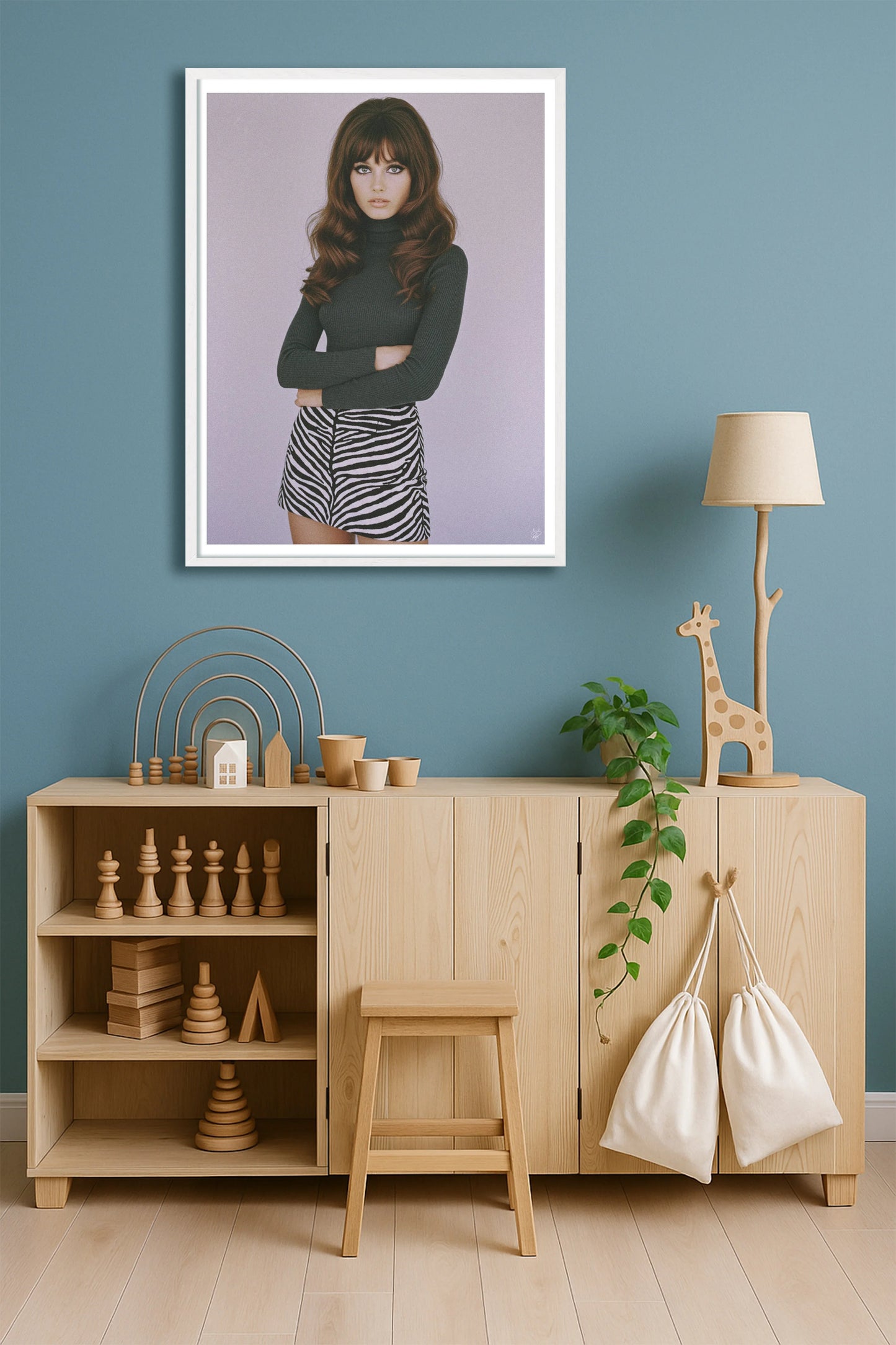 Zebra Skirt TealHallway WhiteFrame mockup