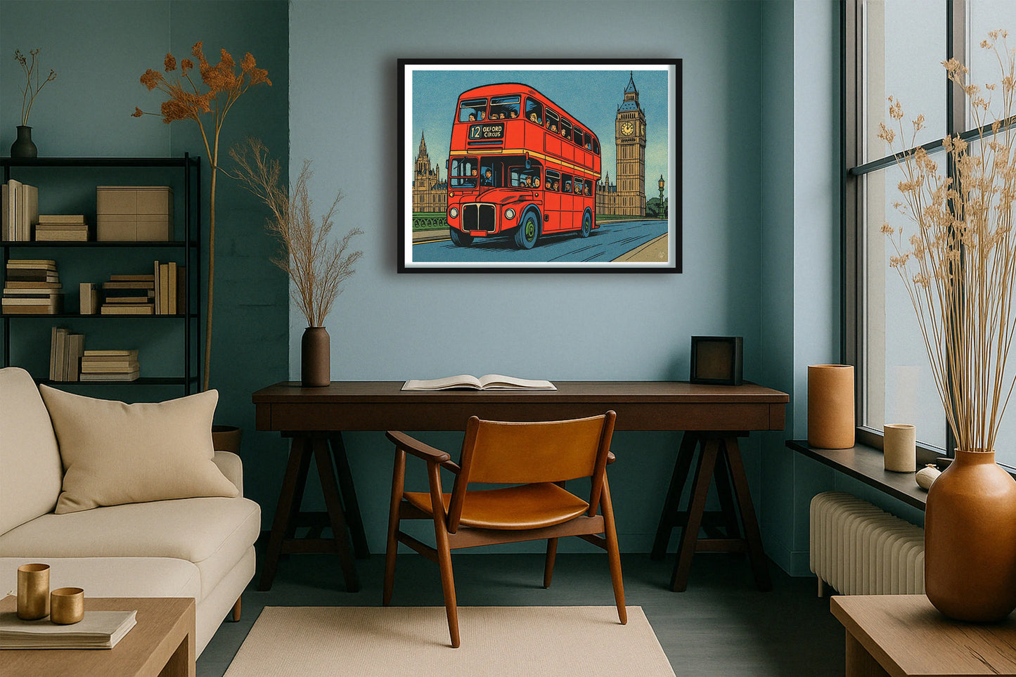 Red Bus Adventure TealStudy BlackFrame mockup