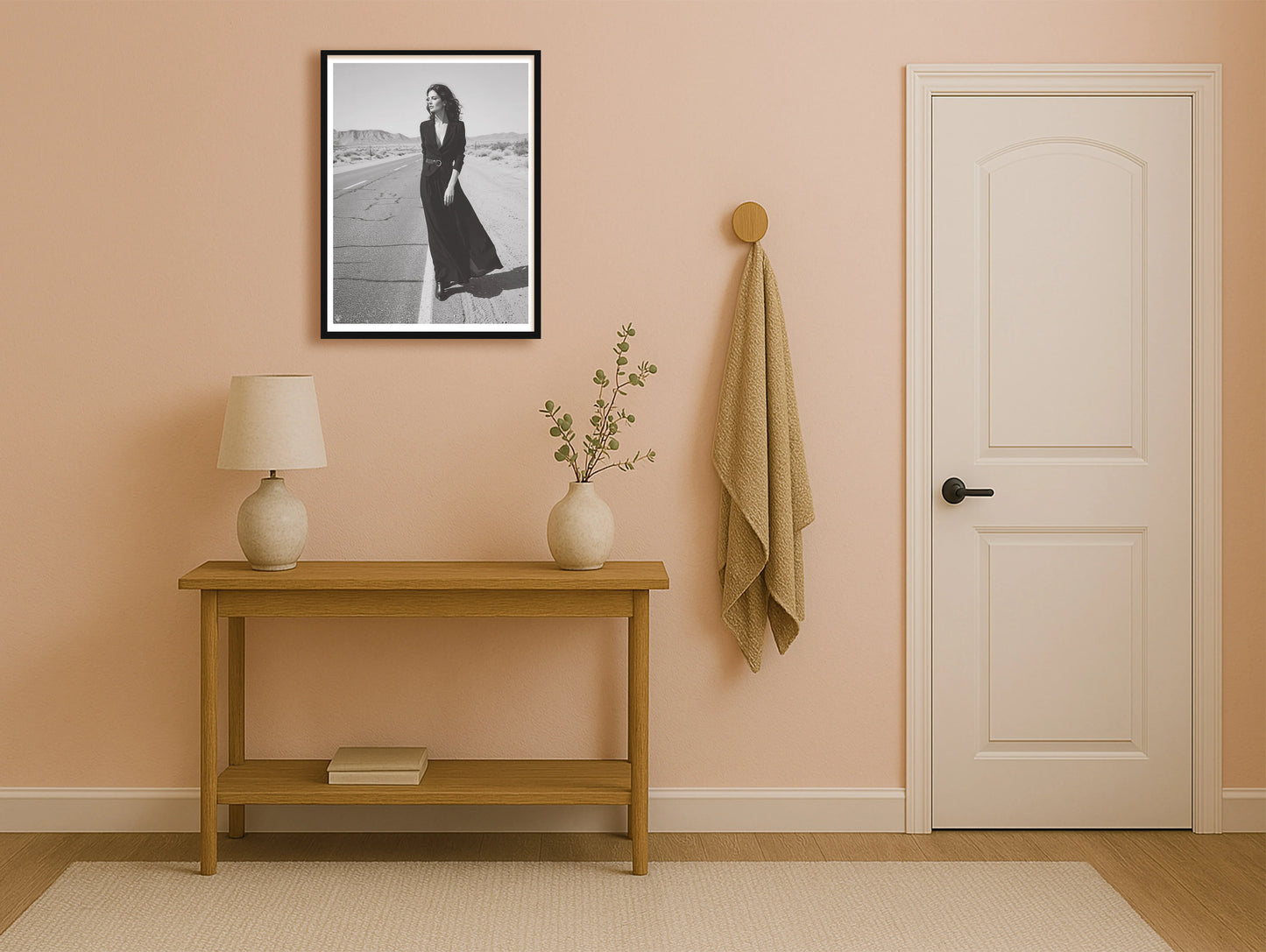 Freeway Temptress PeachHallway BlackFrame mockup