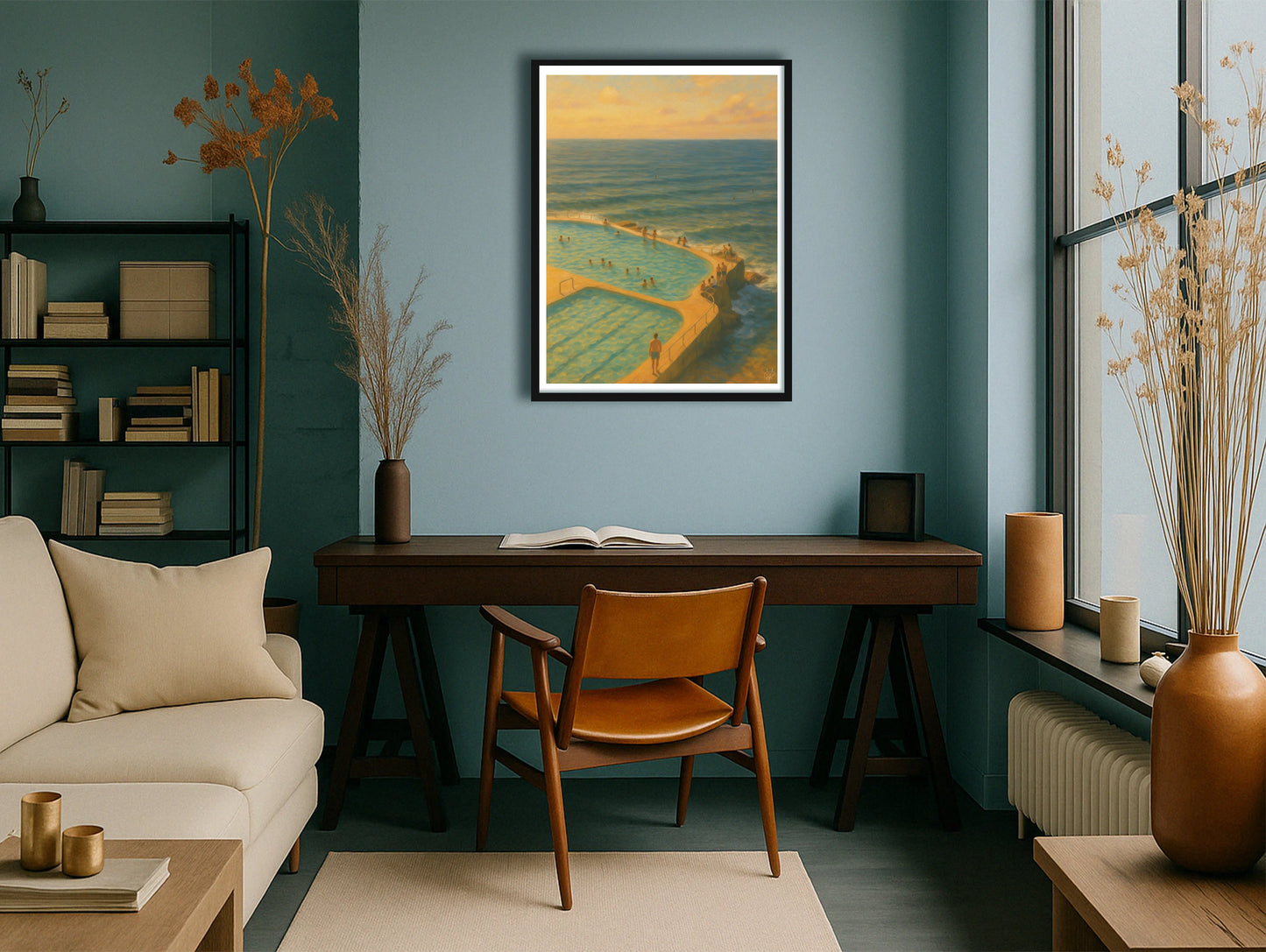 Lido At Sunset TealStudy BlackFrame mockup