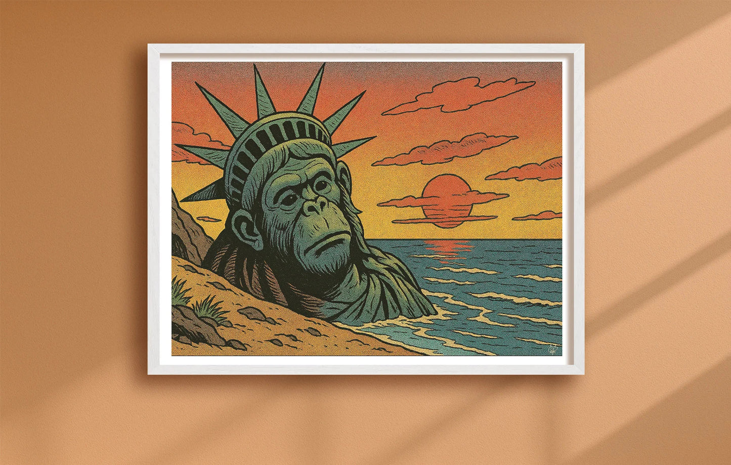 Planet Of The Humans Orange closeup WhiteFrame mockup