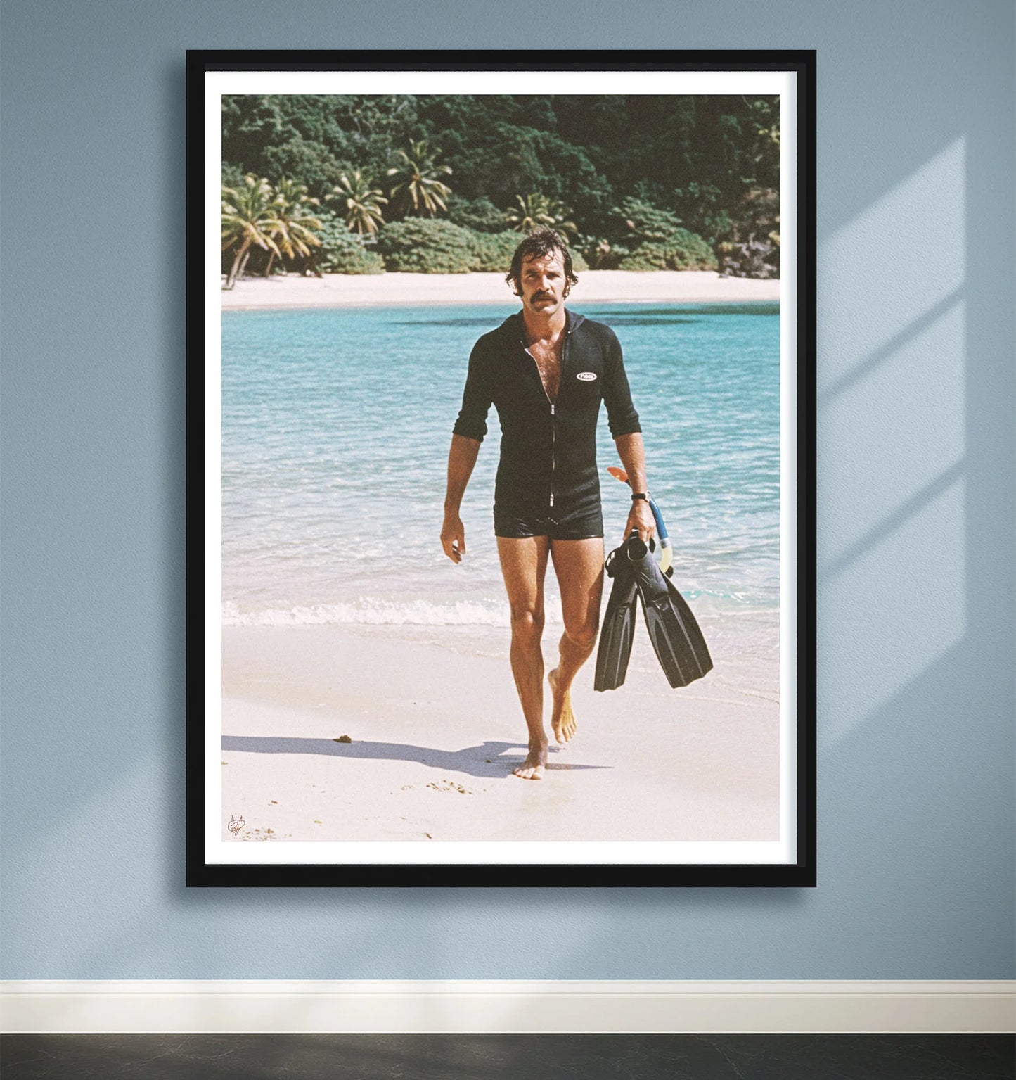 Tropical Emergence Blue closeup BlackFrame mockup