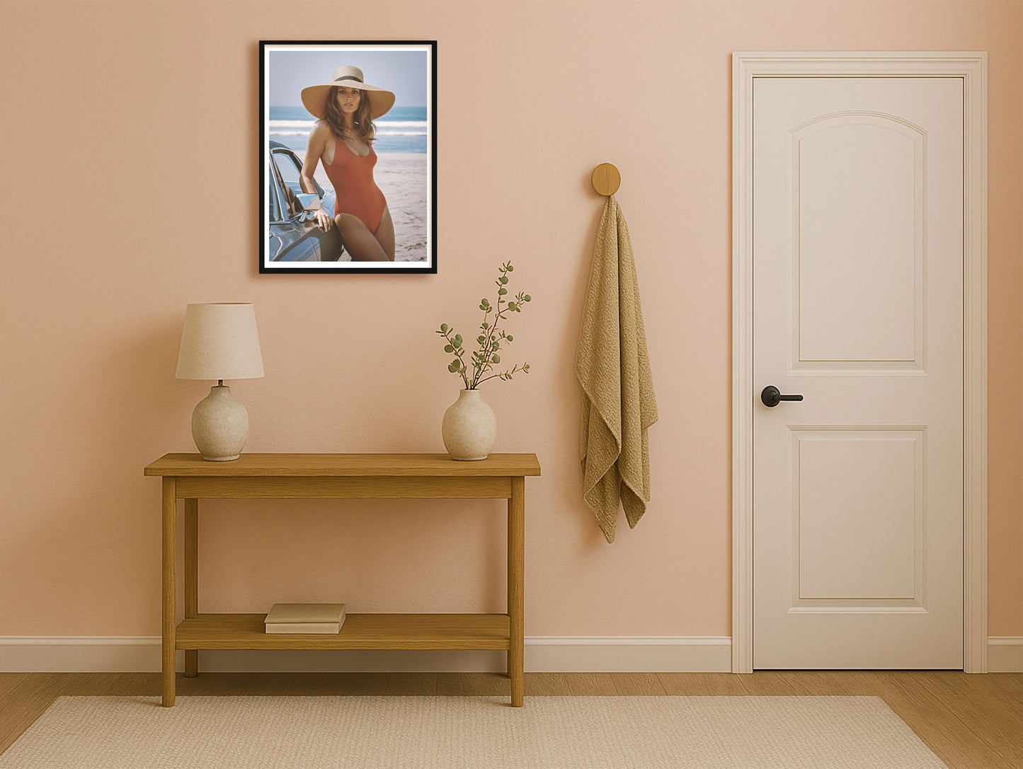 Beach Getaway PeachHallway BlackFrame mockup