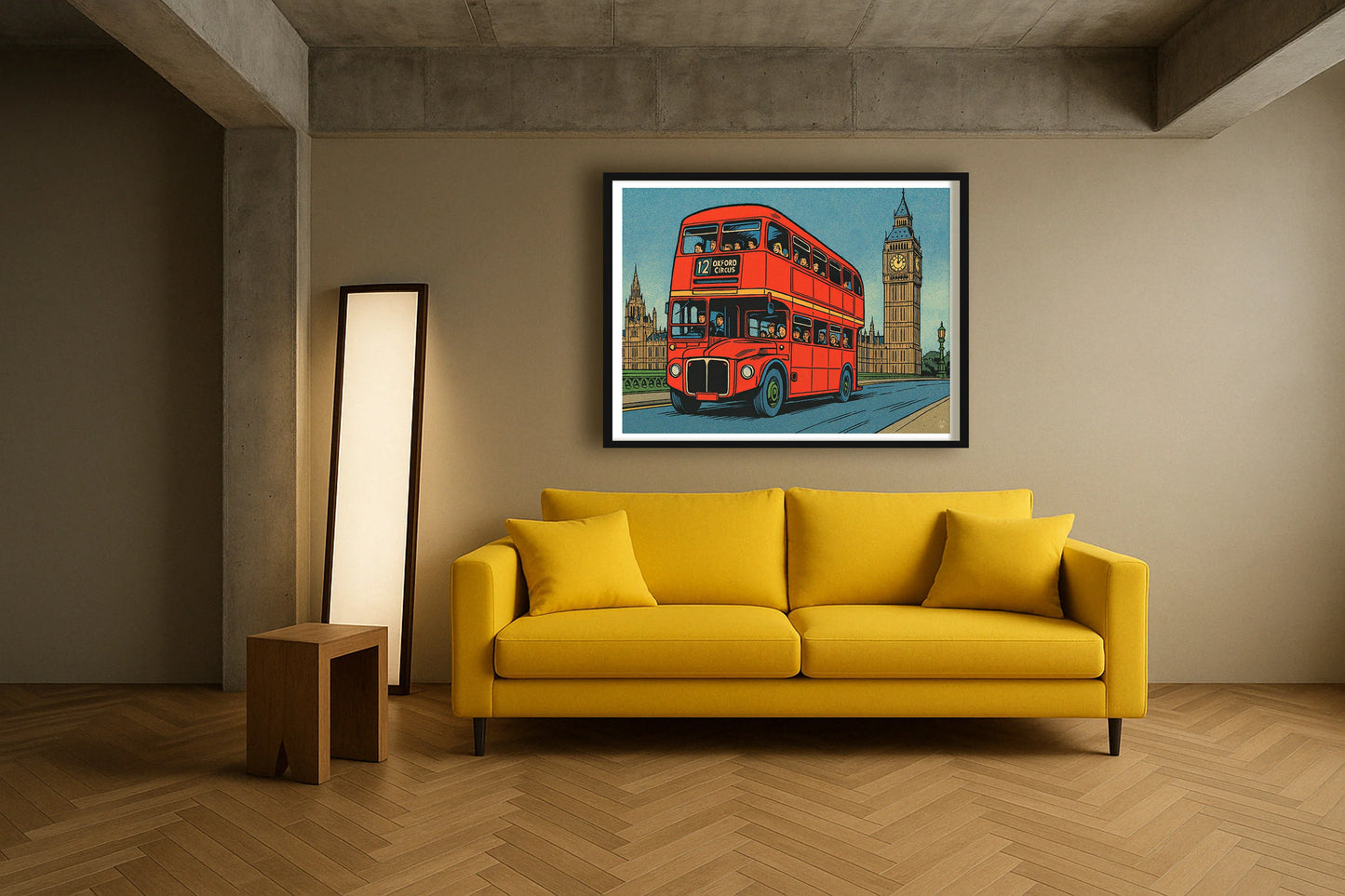 Red Bus Adventure ContemporaryLounge BlackFrame mockup