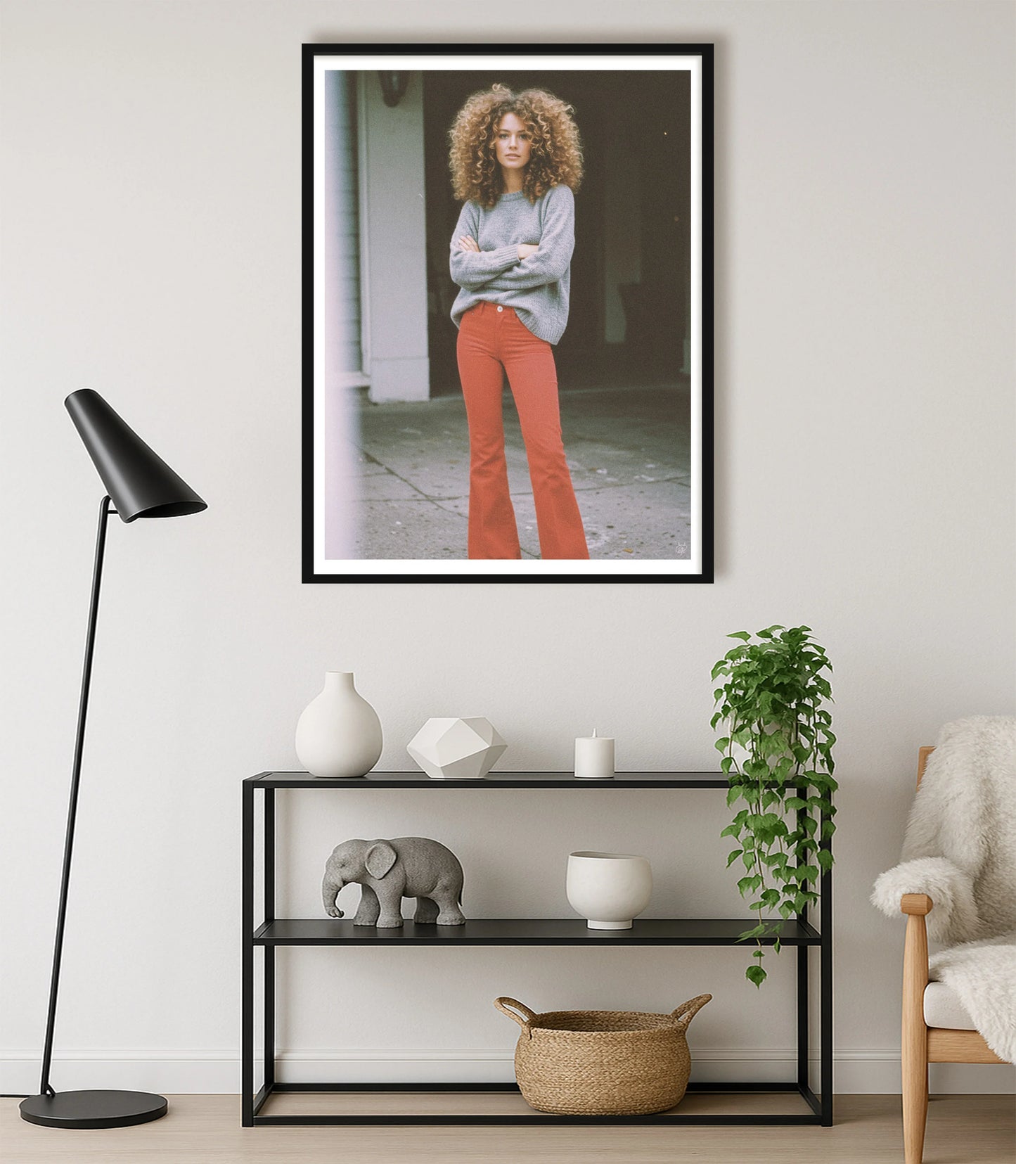 Red Jeans WhiteLounge BlackFrame mockup