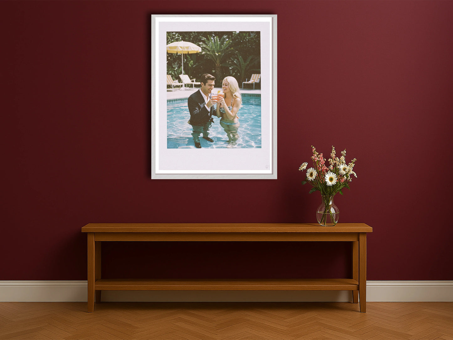 Working From Home BurgundyHallwayWhiteFrame mockup