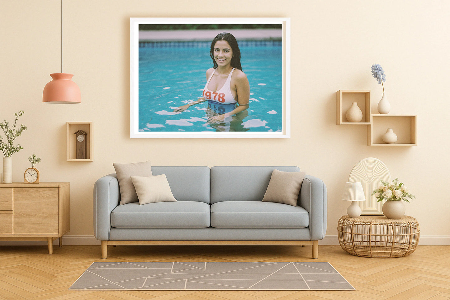 Nineteen Seventy Eight PeachLounge WhiteFrame mockup