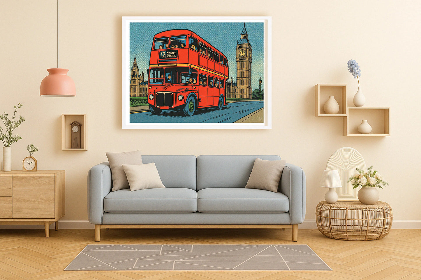 Red Bus Adventure PeachLounge WhiteFrame mockup