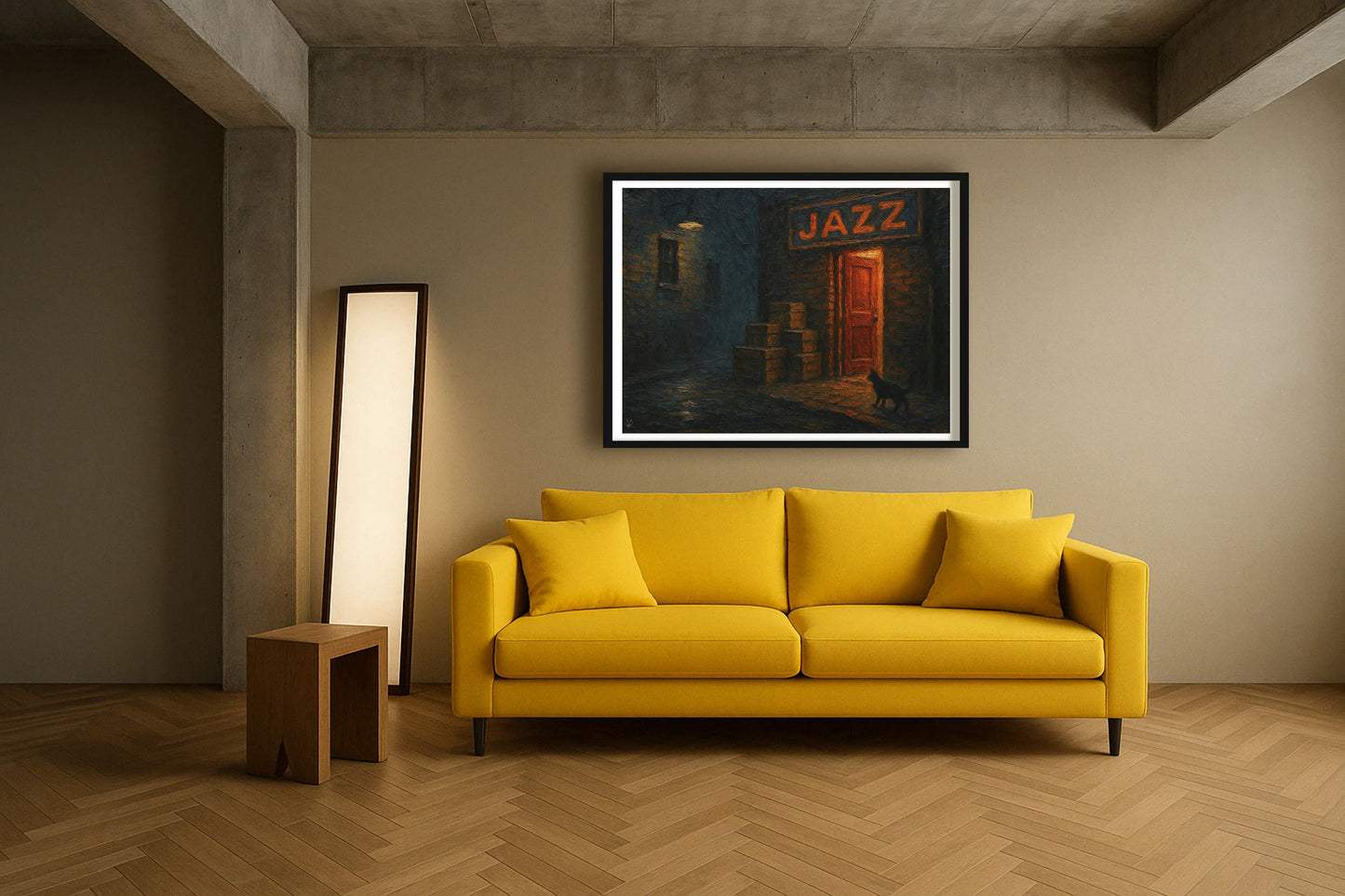 Midnight Entrance, 52nd Street ContemporaryLounge BlackFrame mockup
