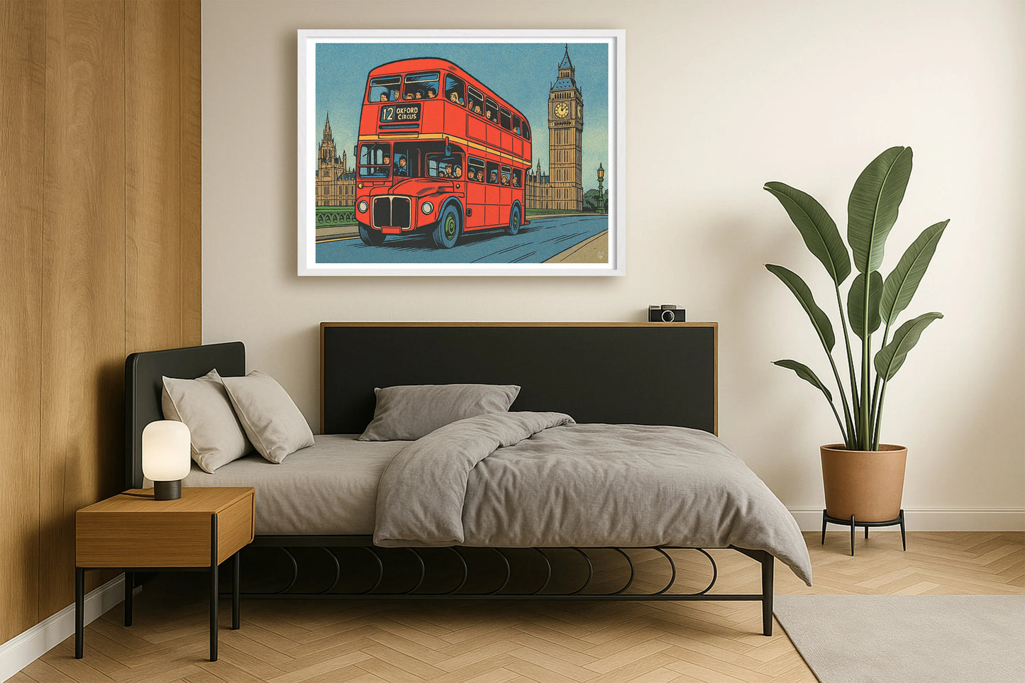 Red Bus Adventure NeutralBedroomSide WhiteFrame mockup