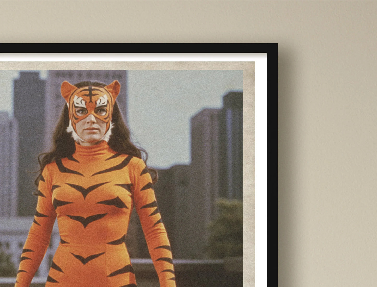 Tiger Girl Lobby Card White cropcorner BlackFrame mockup