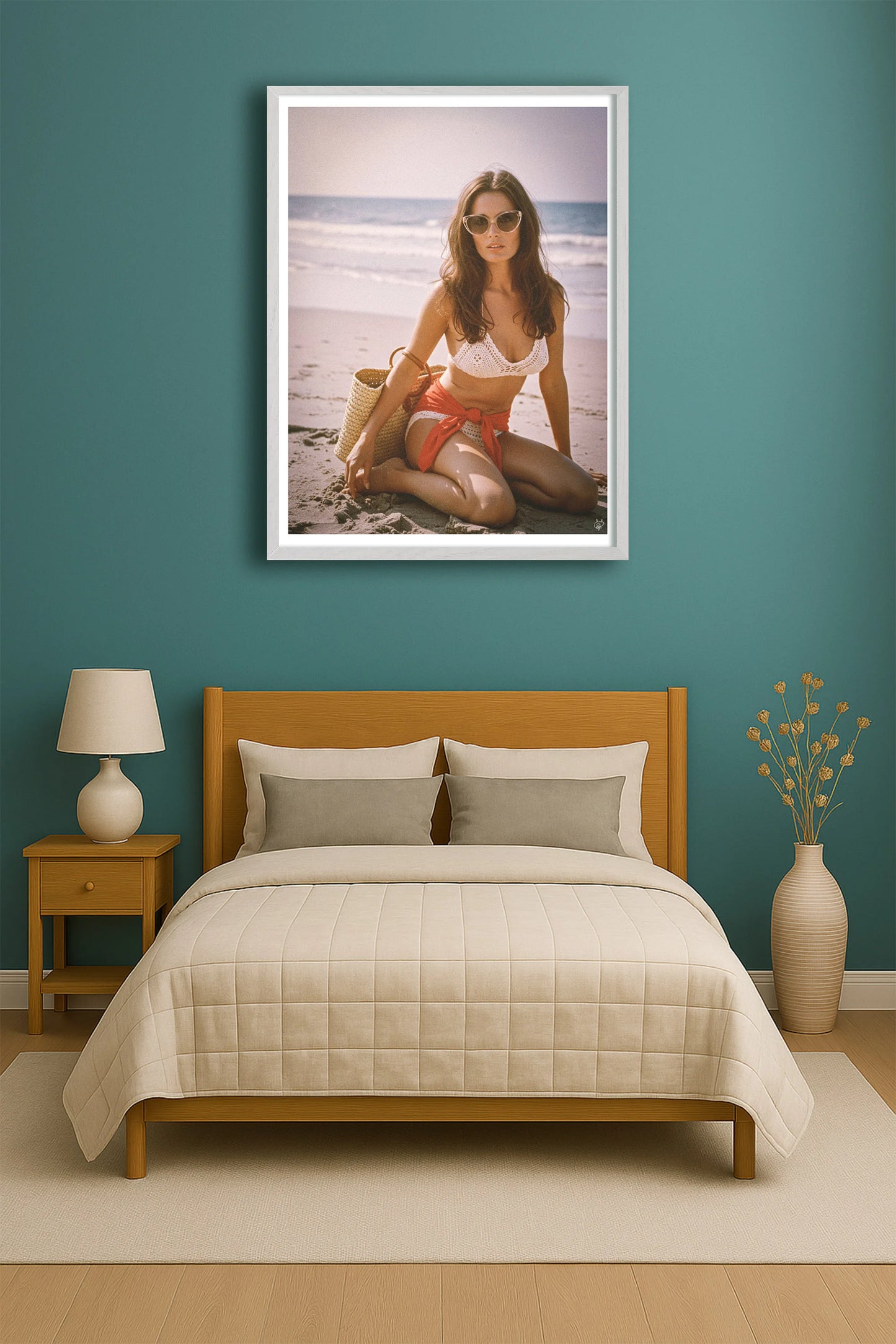 Undercover Sunseeker TealBedroom WhiteFrame mockup