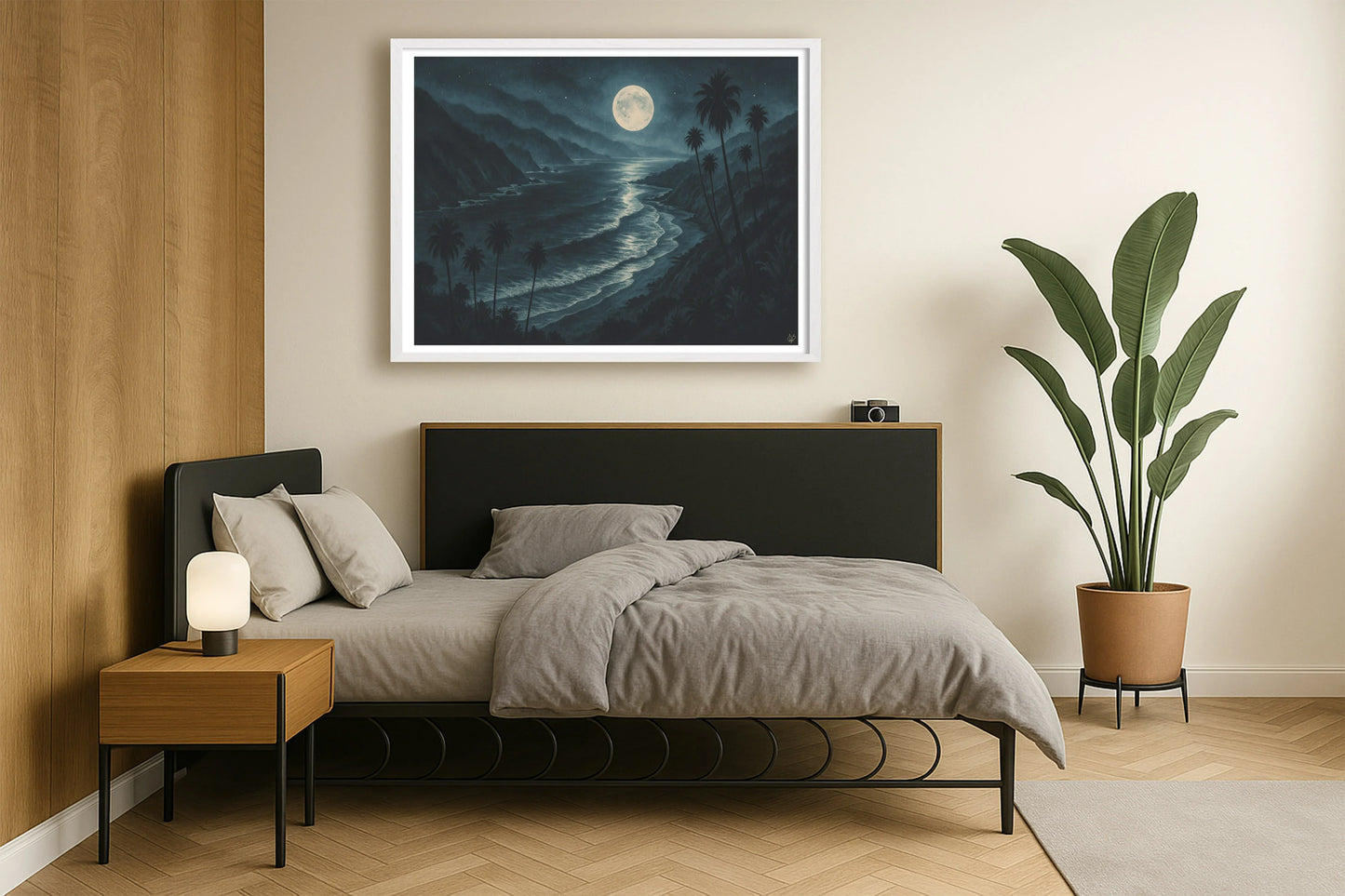 Lujon Cliffside NeutralBedroomSide WhiteFrame mockup