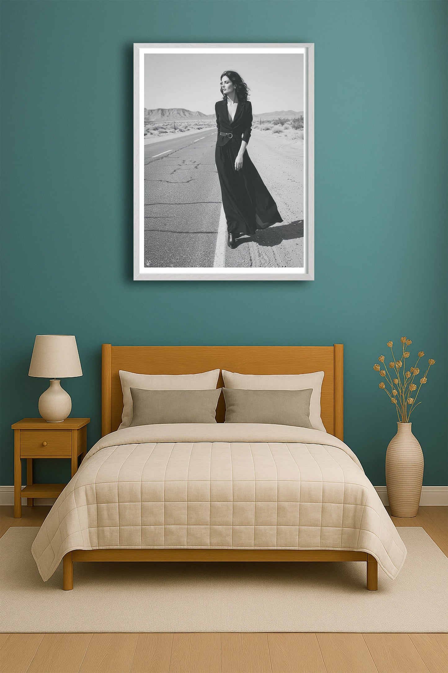 Freeway Temptress TealBedroom WhiteFrame mockup