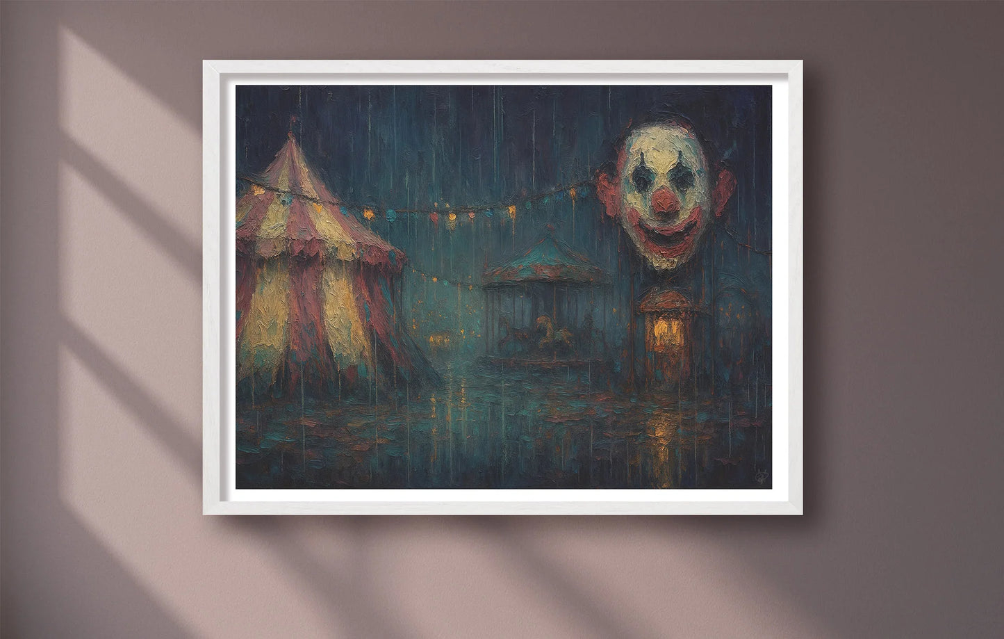 The Circus Doesn't Leave Town Purple closeup WhiteFrame mockup