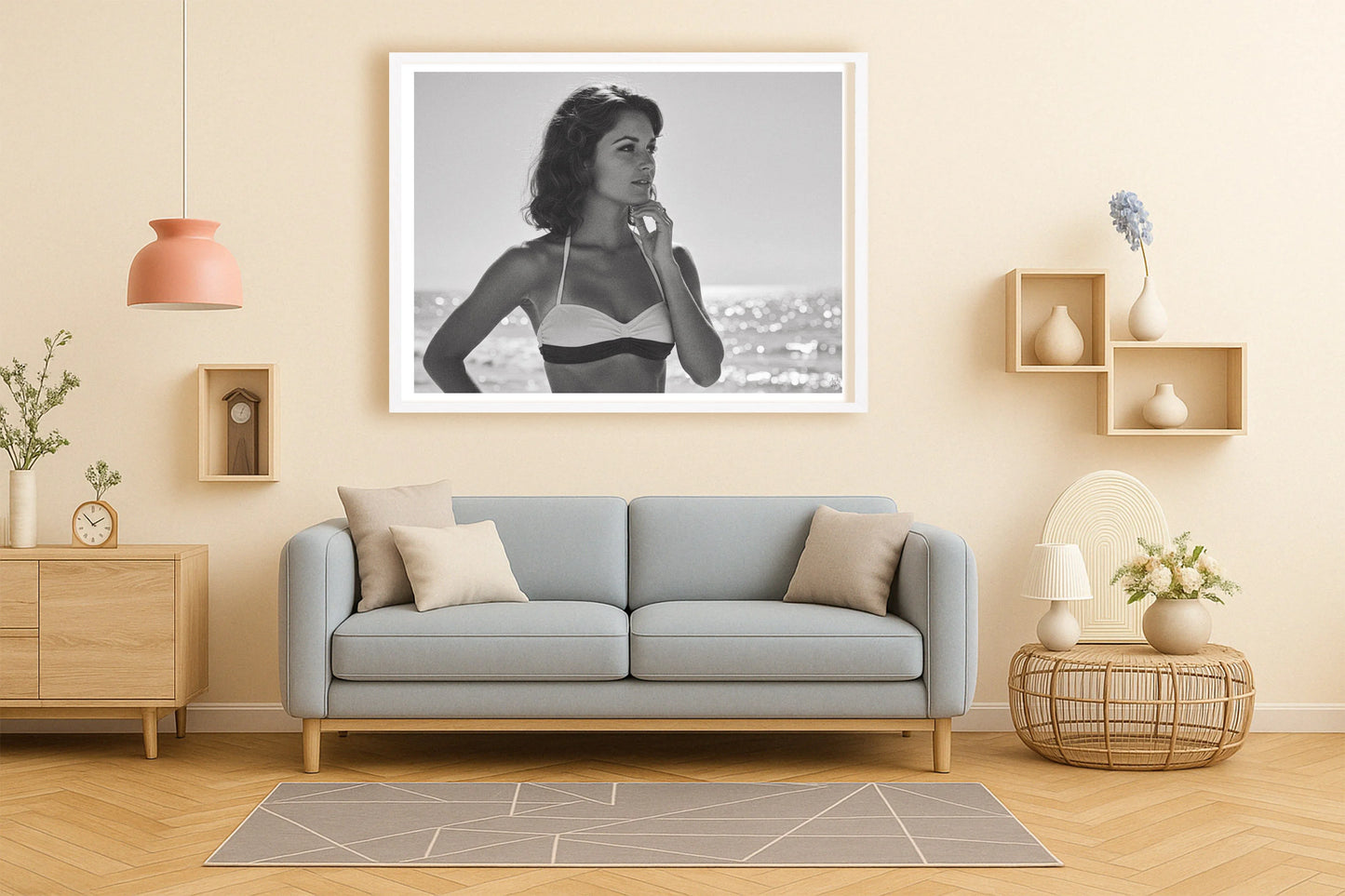 Shimmer & Sun PeachLounge WhiteFrame mockup