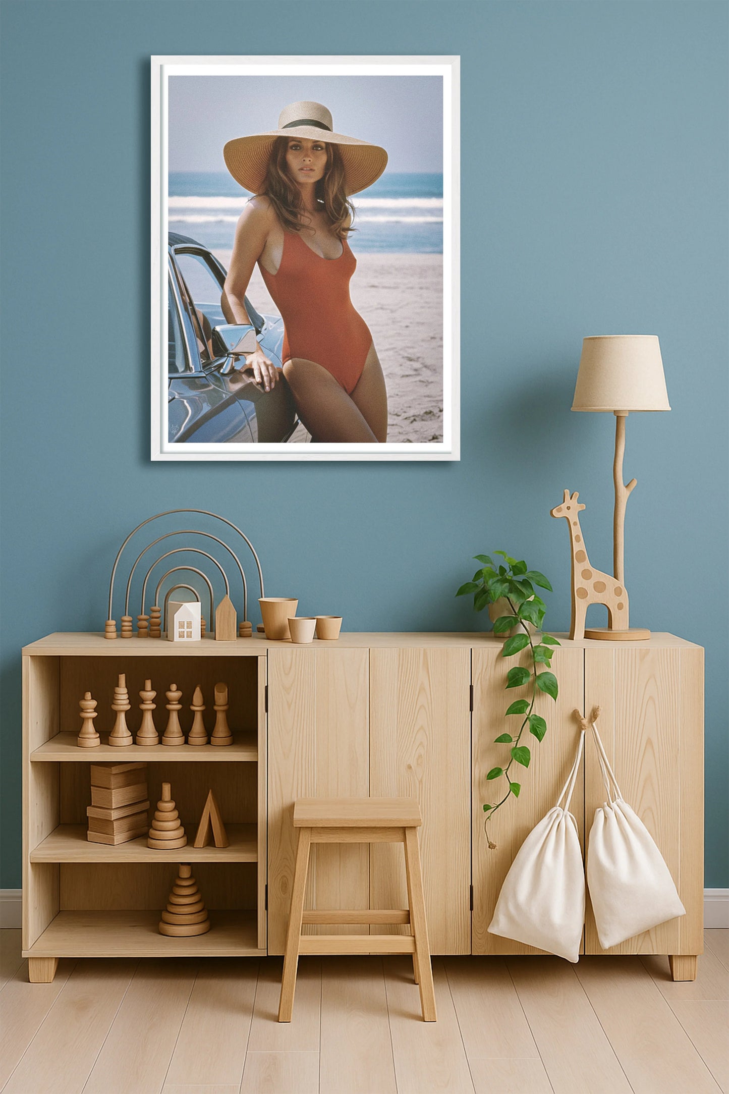 Beach Getaway TealHallway WhiteFrame mockup