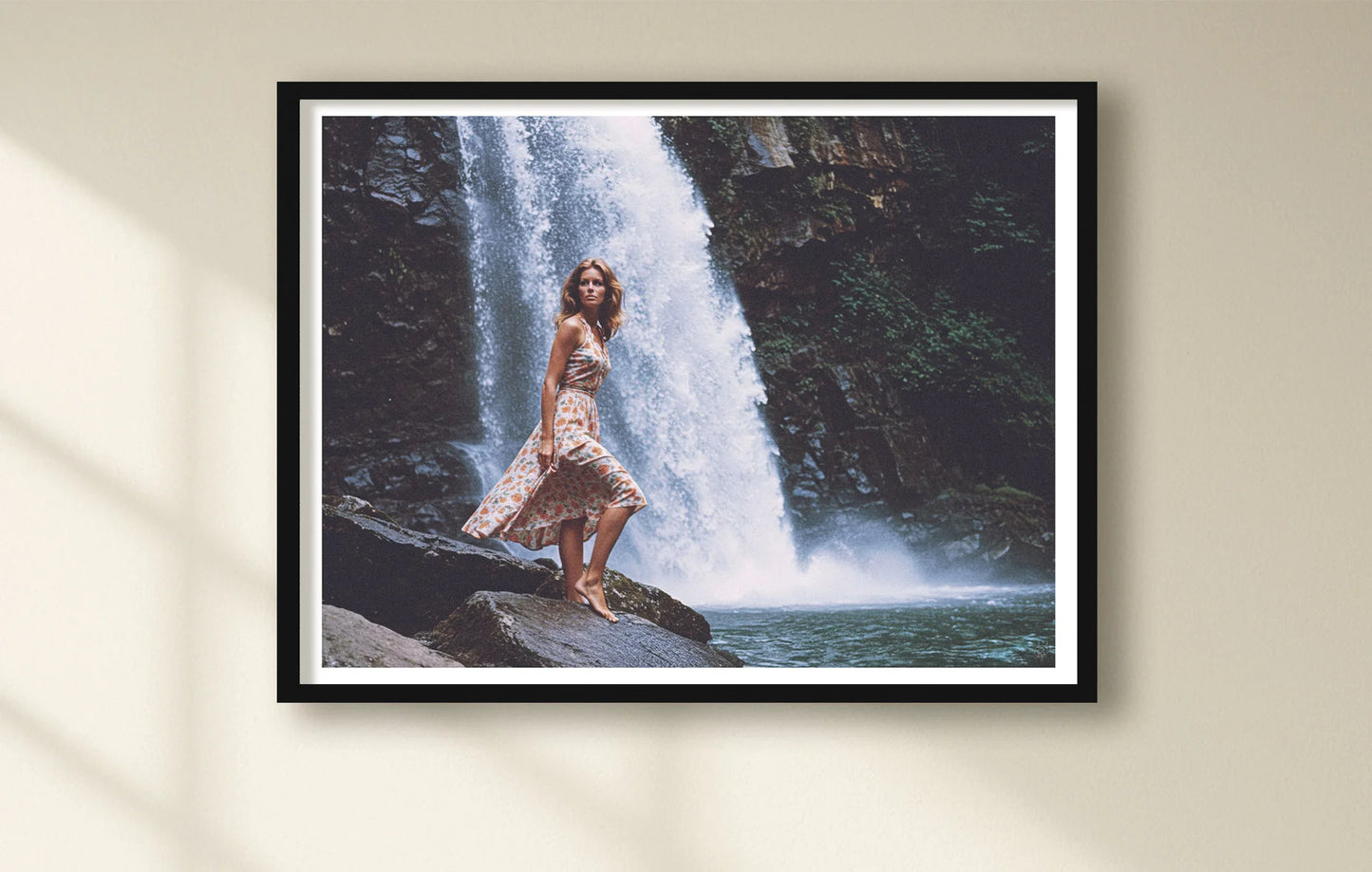 Canyon Falls 1969 White closeup BlackFrame mockup