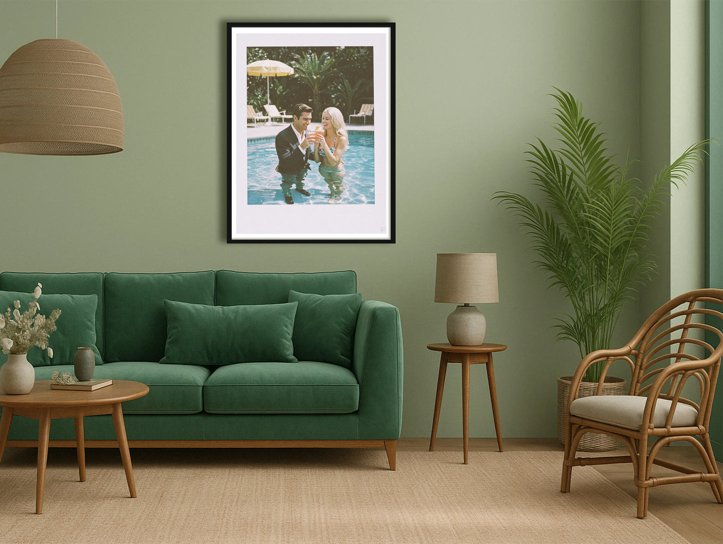 Working From Home GreenSofaLounge BlackFrame mockup