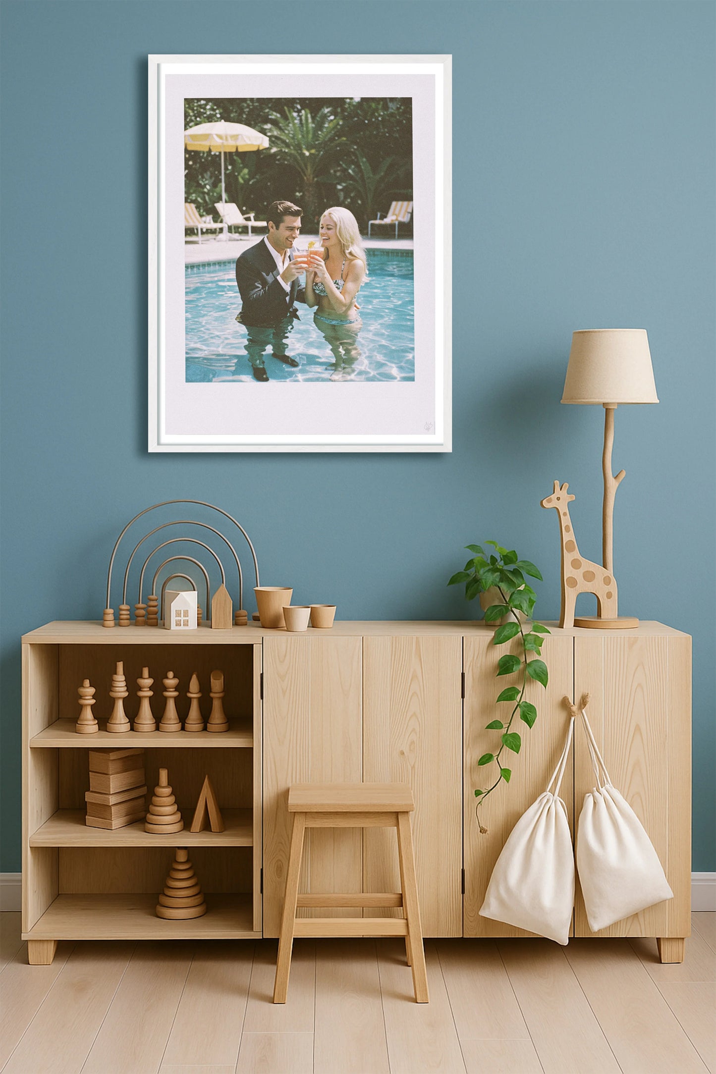 Working From Home TealHallway WhiteFrame mockup