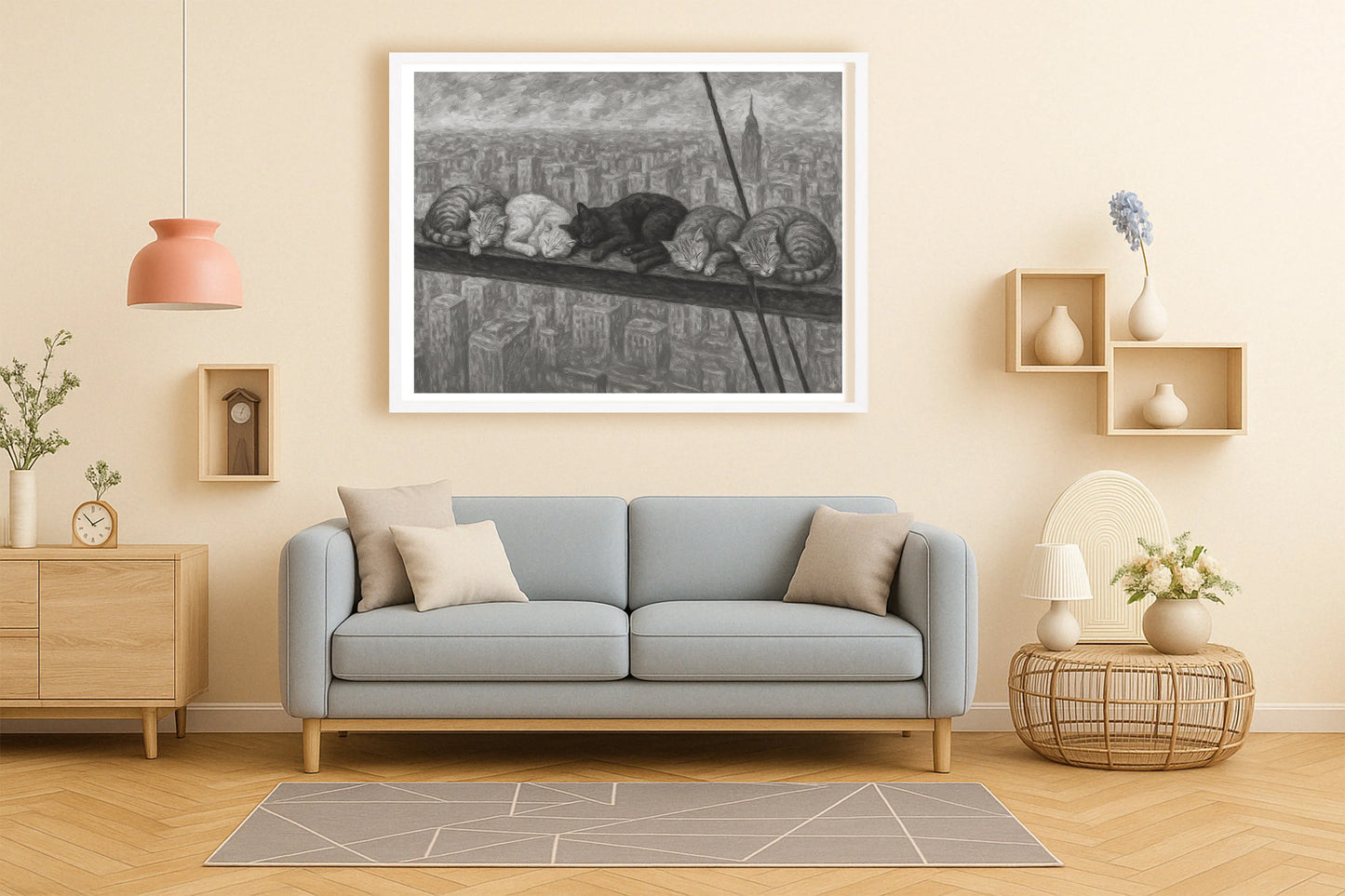 Nap Atop A Skyscraper PeachLounge WhiteFrame mockup