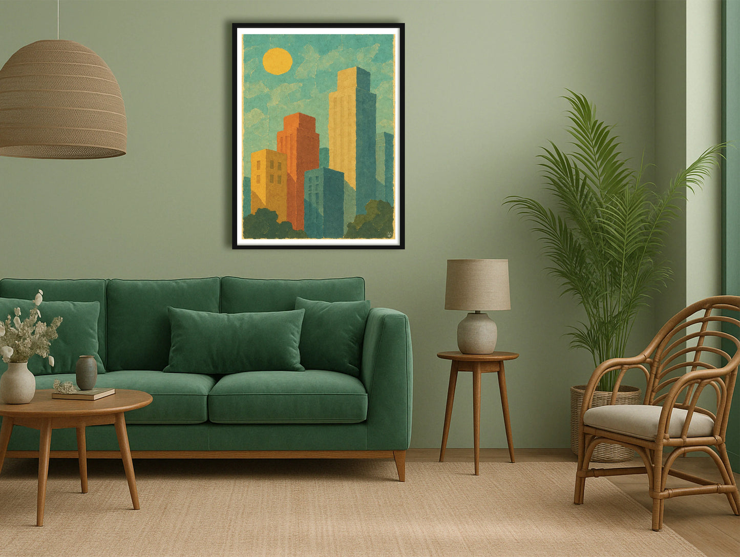 Baked High Rise GreenSofaLounge BlackFrame mockup