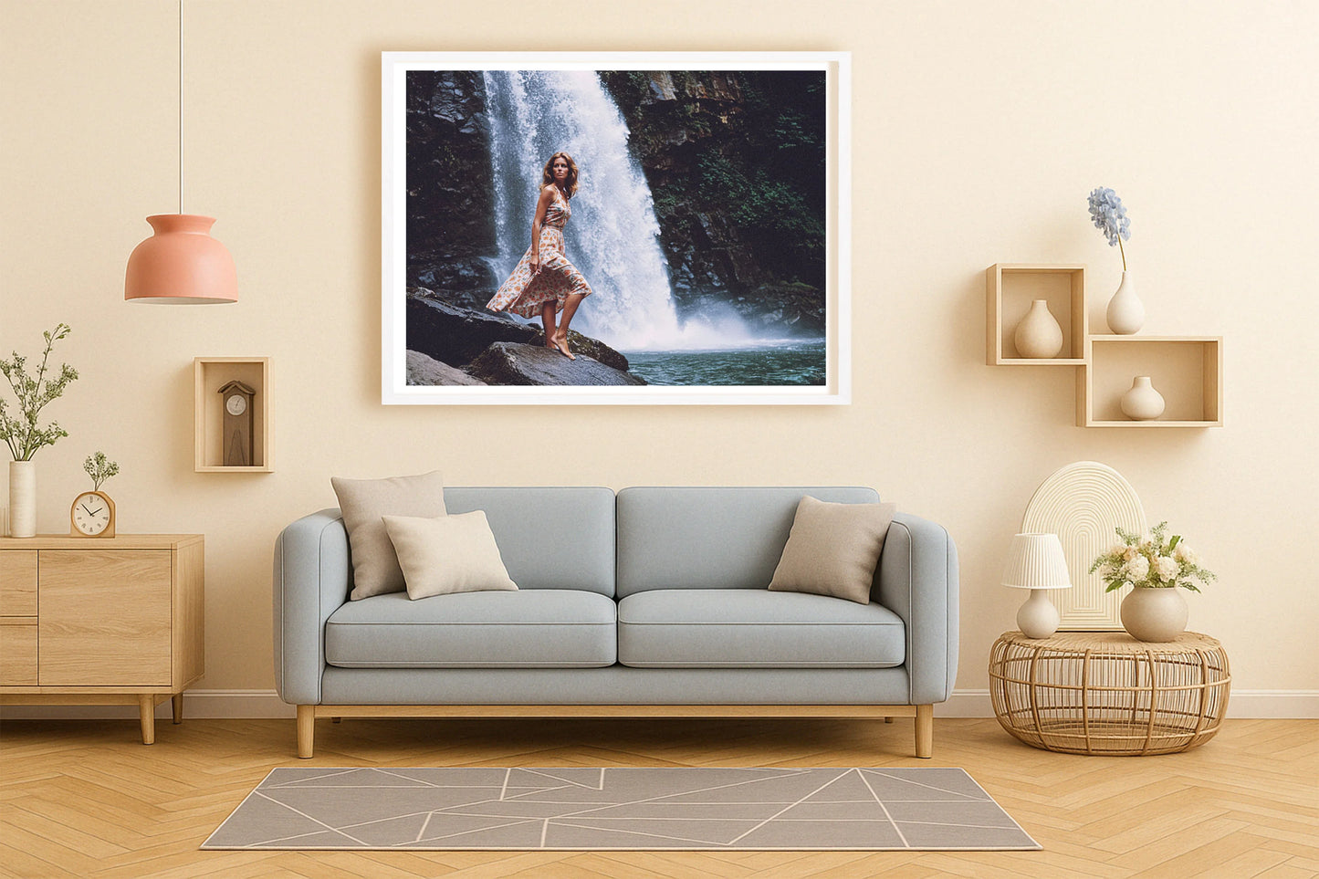Canyon Falls 1969 PeachLounge WhiteFrame mockup
