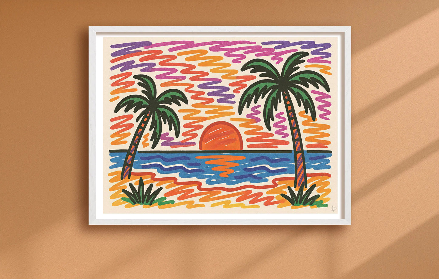 Sunset Scribble Orange closeup WhiteFrame mockup