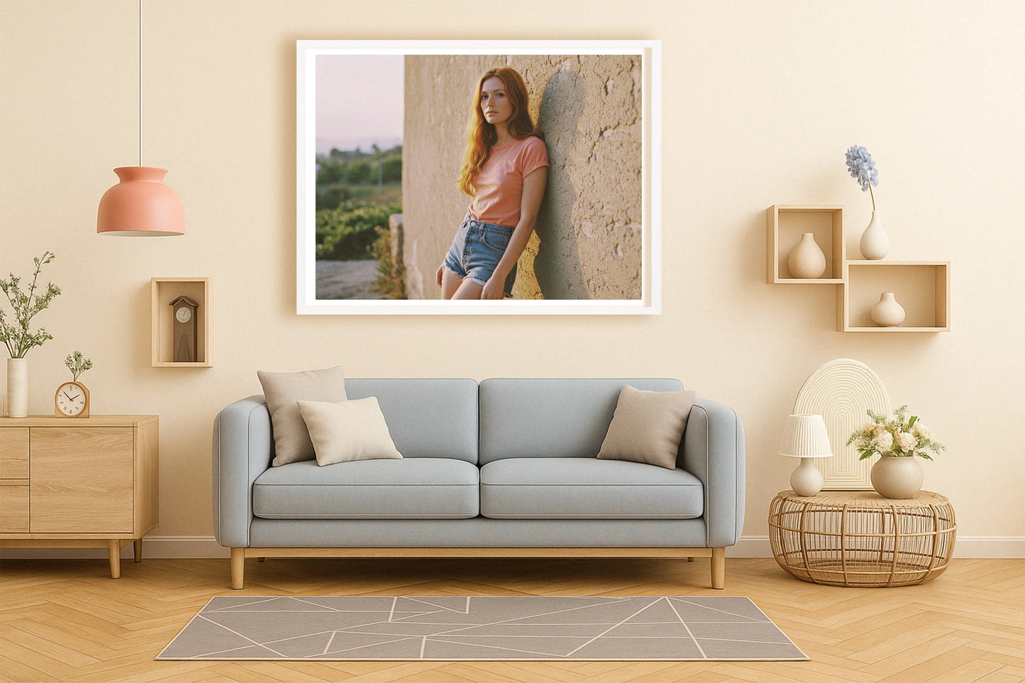 Spring Break 76 PeachLounge WhiteFrame mockup