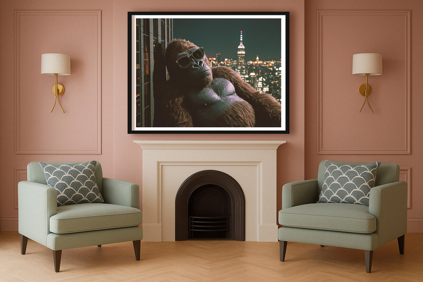 Cool Kong SulkingPinkSittingRoom BlackFrame mockup