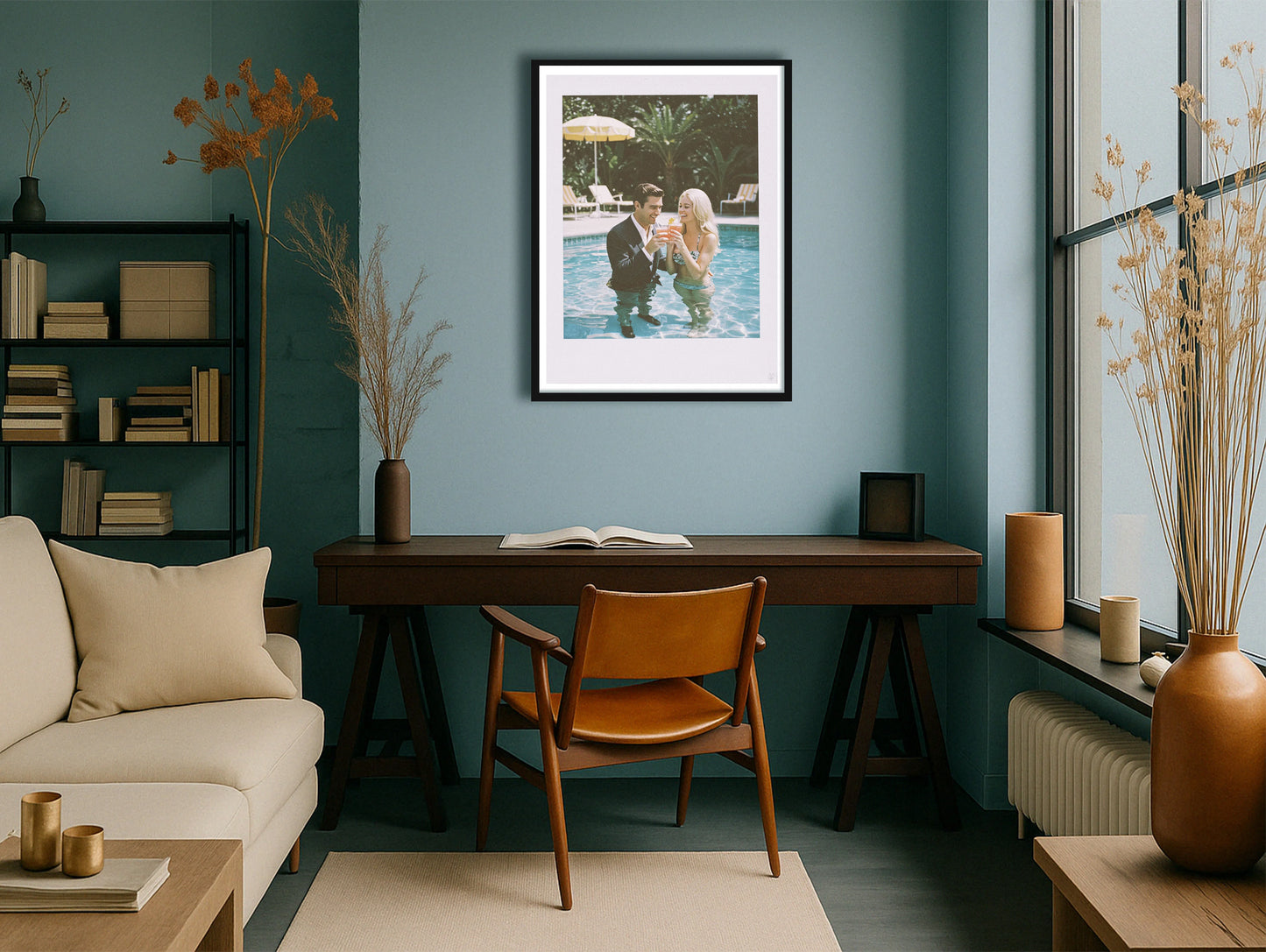 Working From Home TealStudy BlackFrame mockup