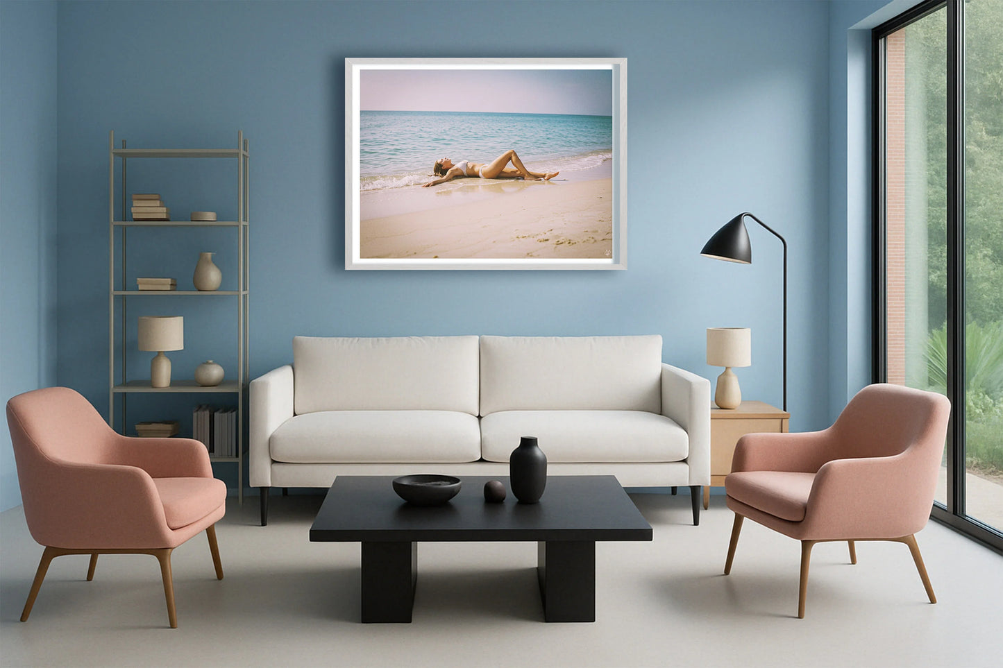 Solace At Shoreline PastelBlueLounge WhiteFrame mockup