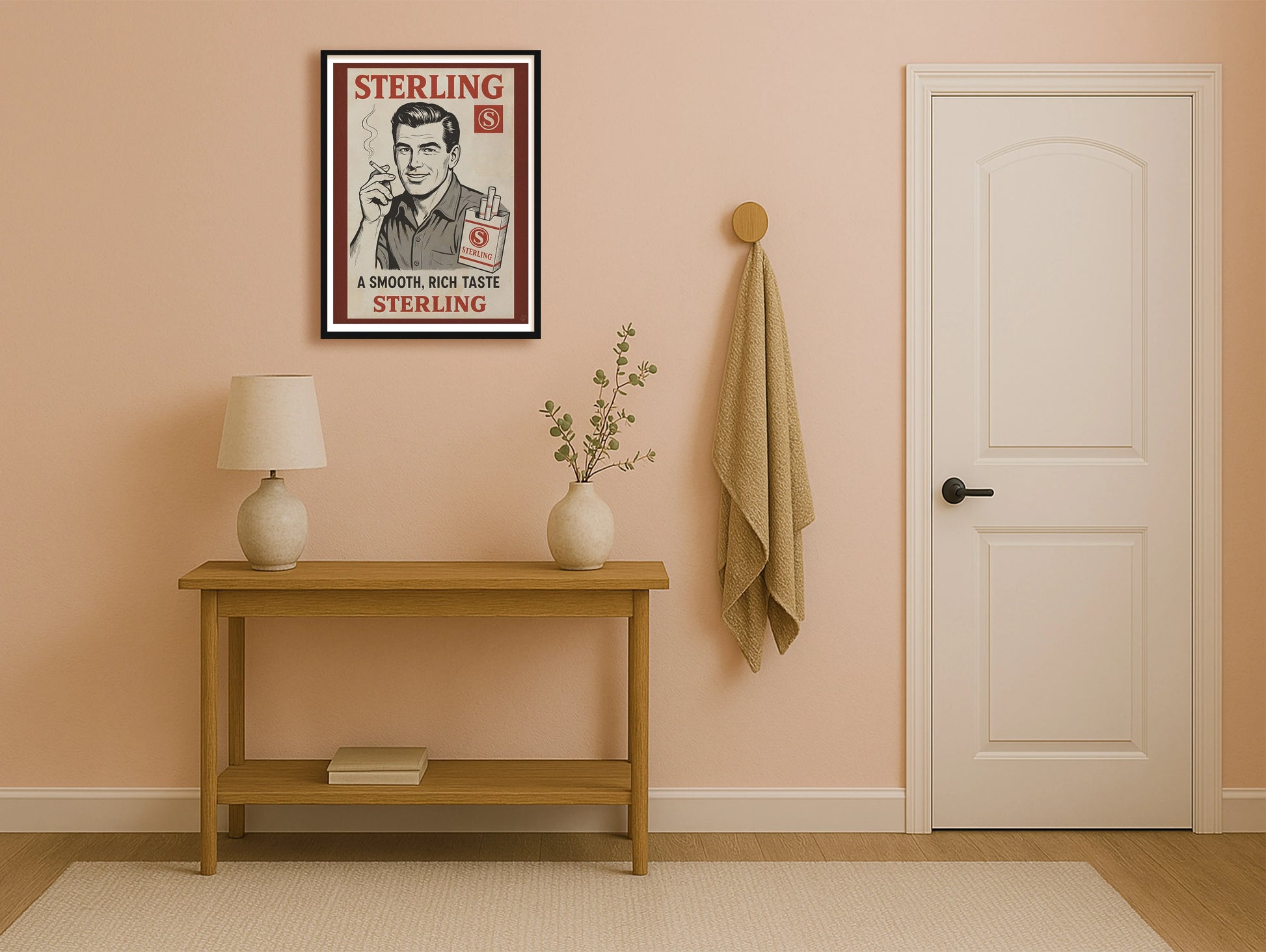 Sterling Cigarettes PeachHallway BlackFrame mockup