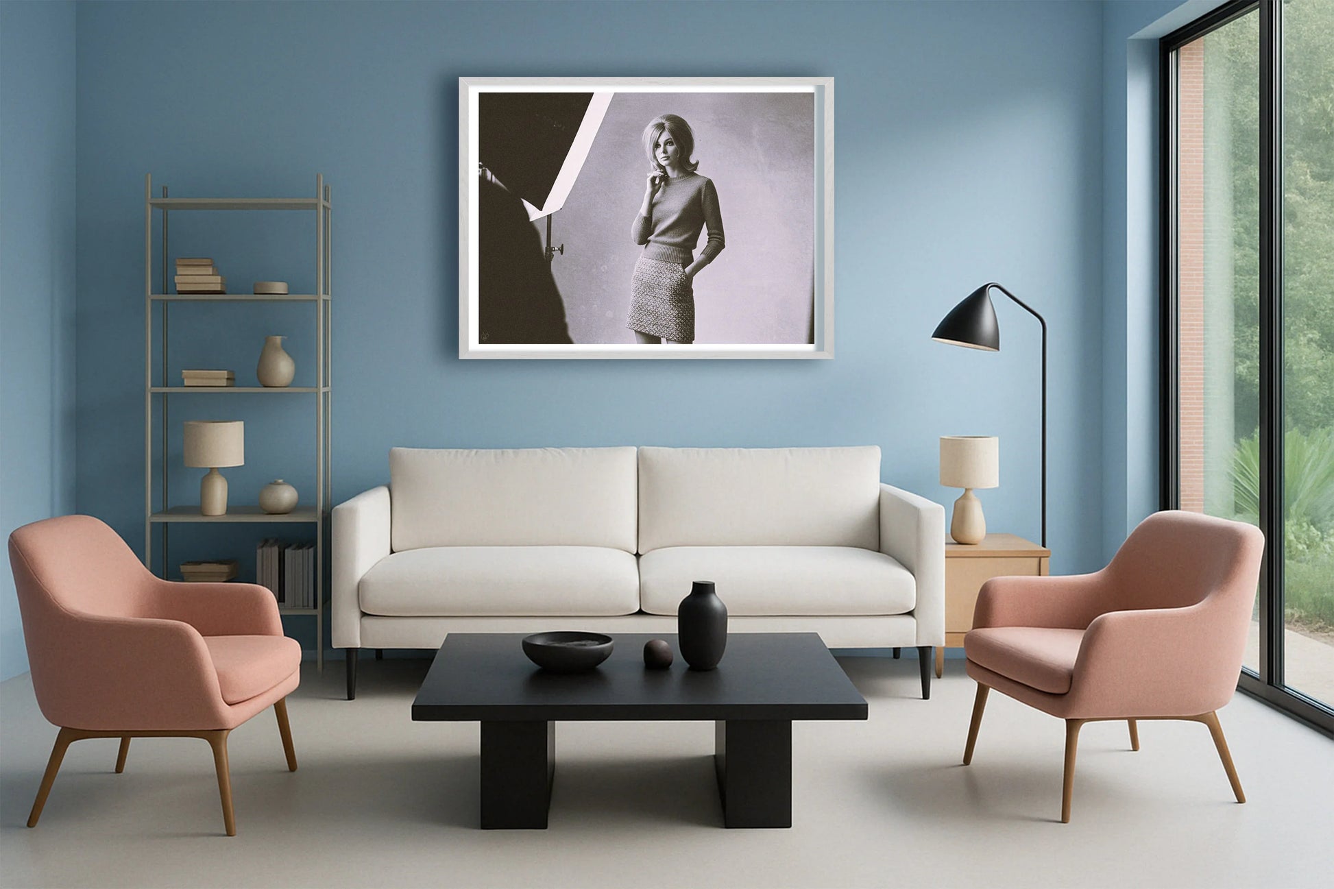 Sunday Supplement 1965 PastelBlueLounge WhiteFrame mockup