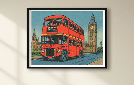 Red Bus Adventure White closeup BlackFrame mockup