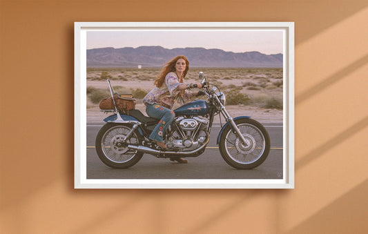 Ride To The Desert Orange closeup WhiteFrame mockup