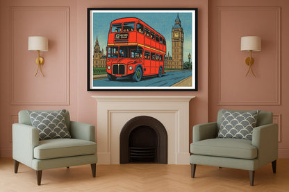 Red Bus Adventure SulkingPinkSittingRoom BlackFrame mockup