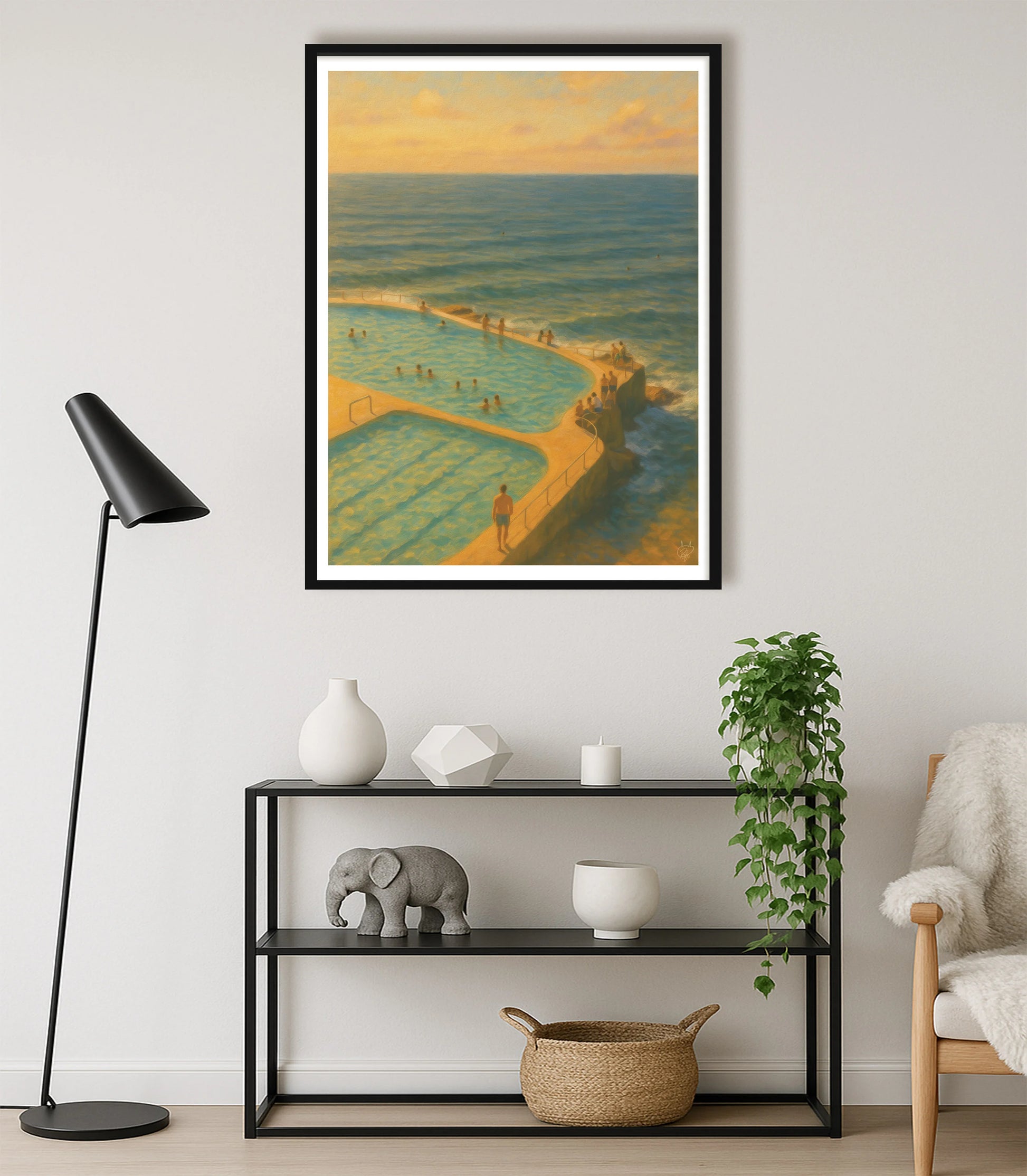 Lido At Sunset WhiteLounge BlackFrame mockup