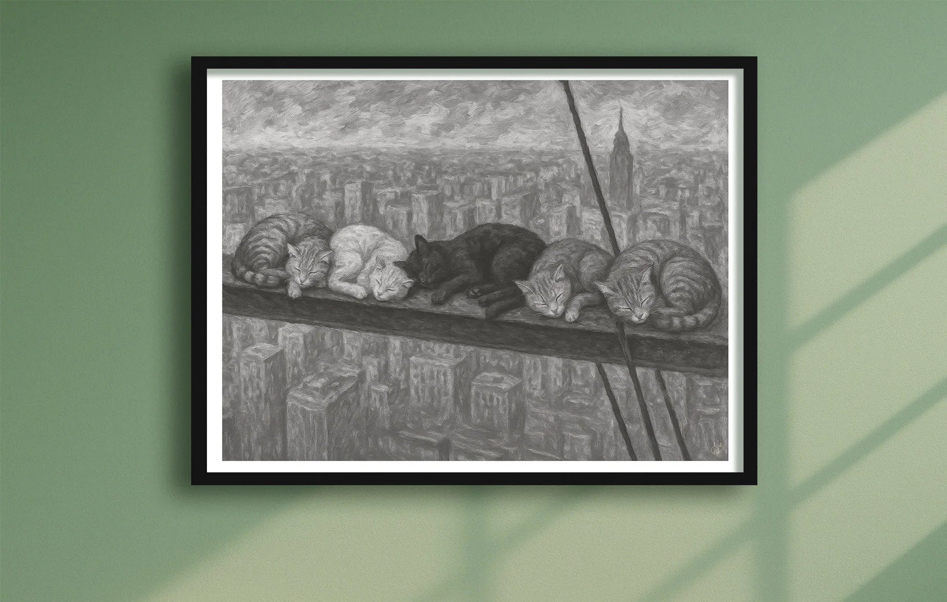 Nap Atop A Skyscraper Green closeup BlackFrame mockup
