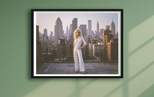 Manhattan Skyline Green closeup BlackFrame mockup